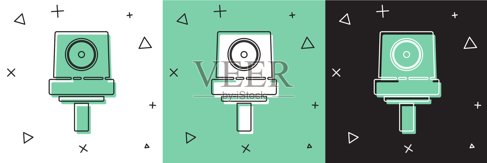 设置喷雾器，喷嘴盖图标隔离在白色上插画图片素材