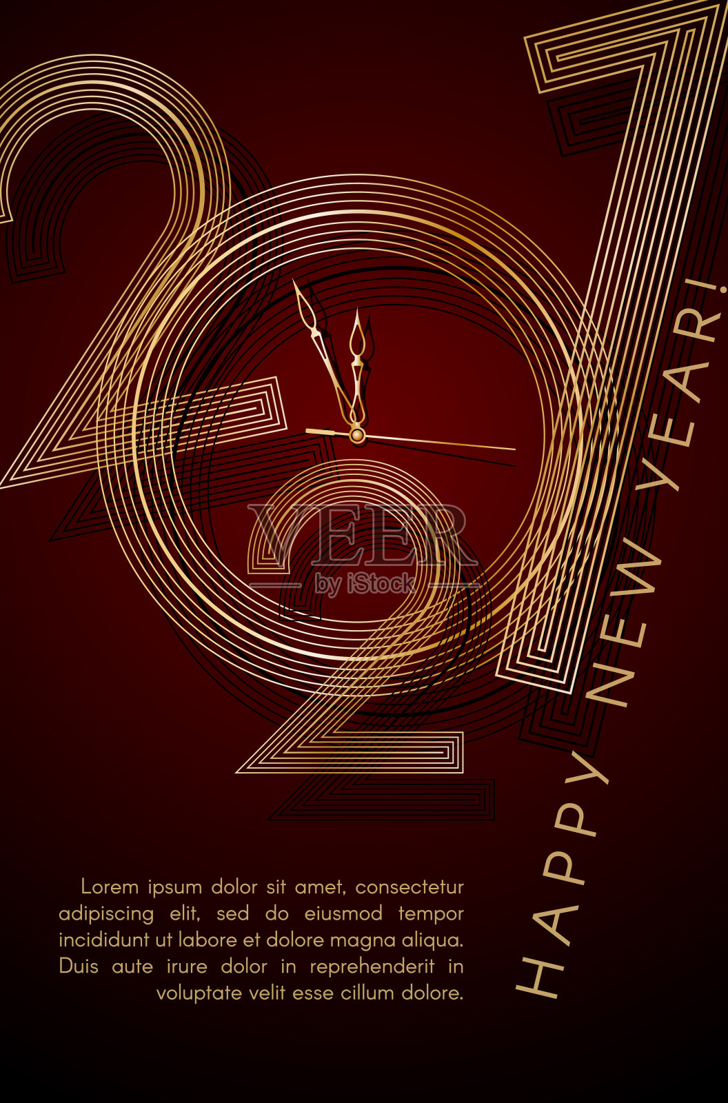 为2021年新年和圣诞节设计豪华卡片邀请派对的创意元素现代设计黄金线2021节日邀请卡向量艺术插画图片素材