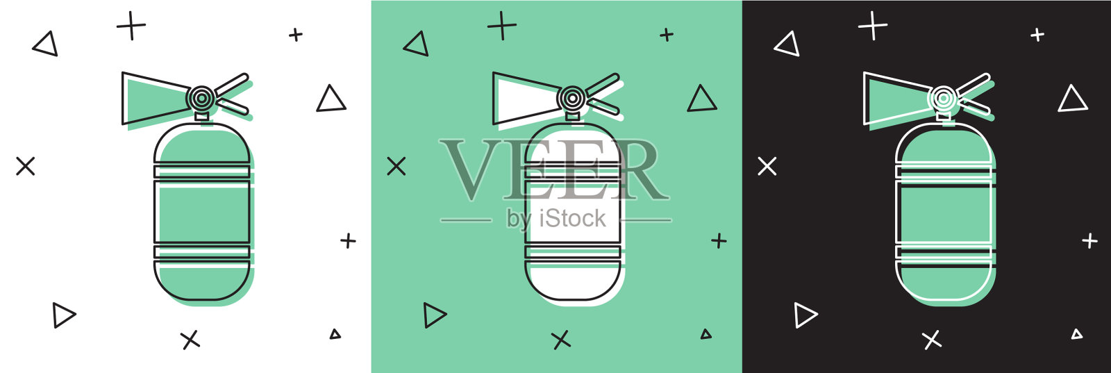 设置灭火器图标隔离在白色和插画图片素材