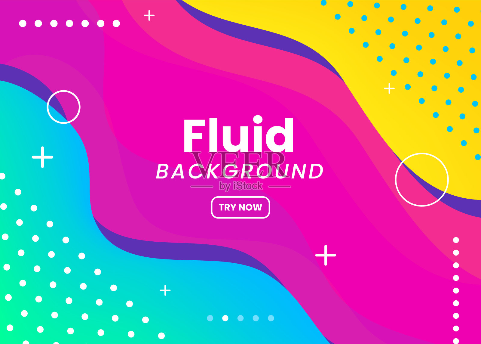 逼真的抽象海报与流体形状上的彩色背景插画图片素材