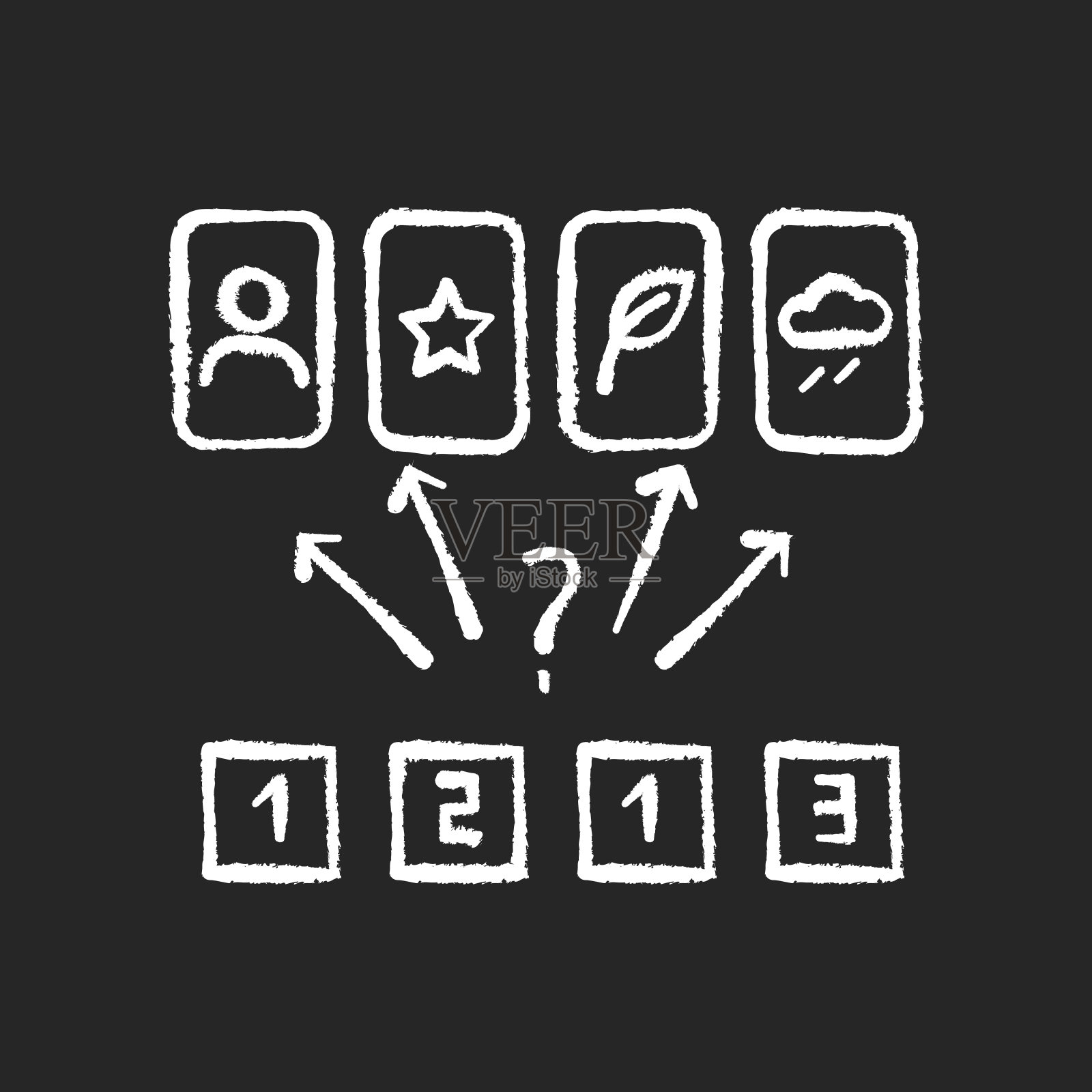 猜图片粉笔白色图标上的黑色背景图标素材