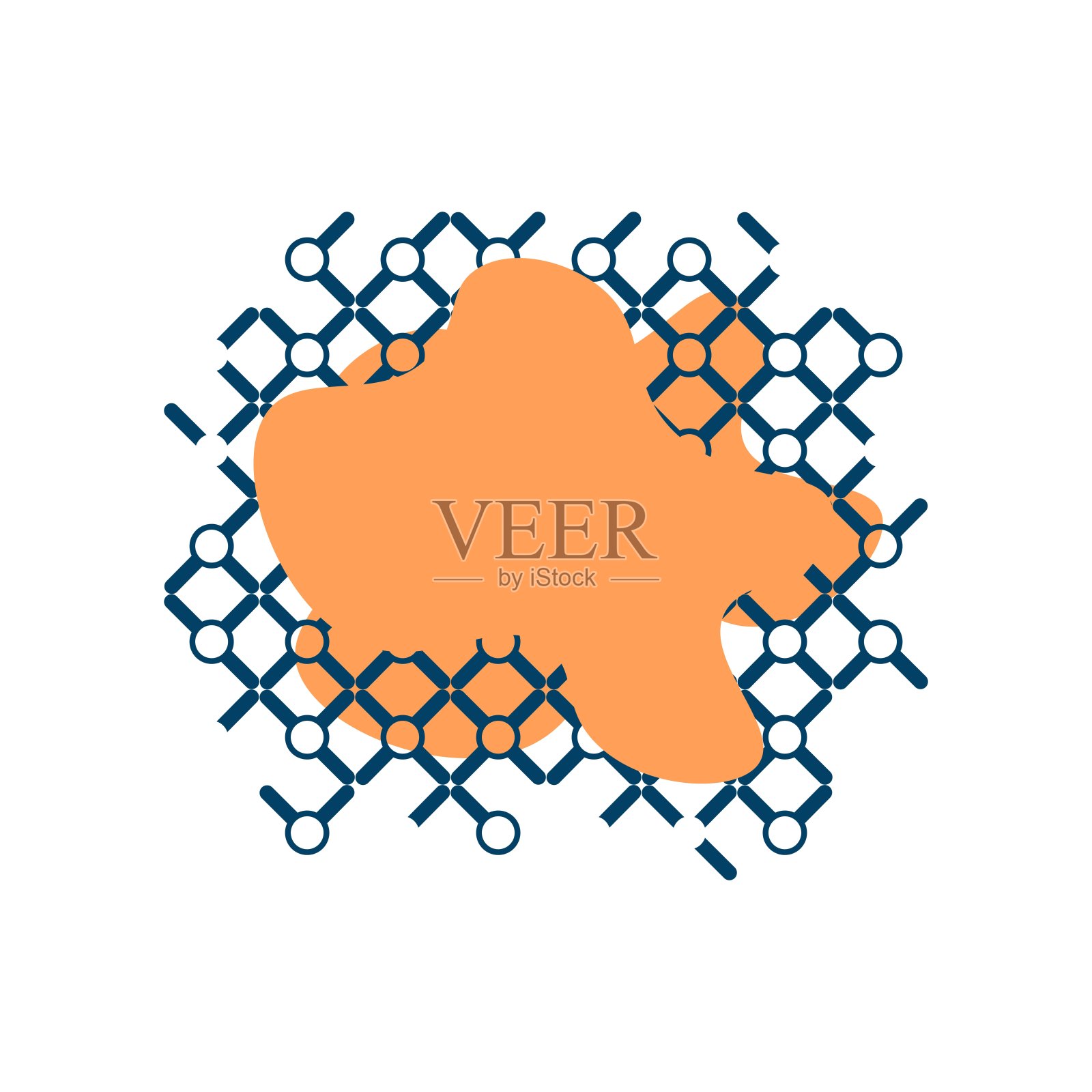 平面风格的橙色语音泡泡与蓝色抽象。孤立在白色背景上。对话云的题字。股票矢量插图装饰和设计，网页，杂志。插画图片素材