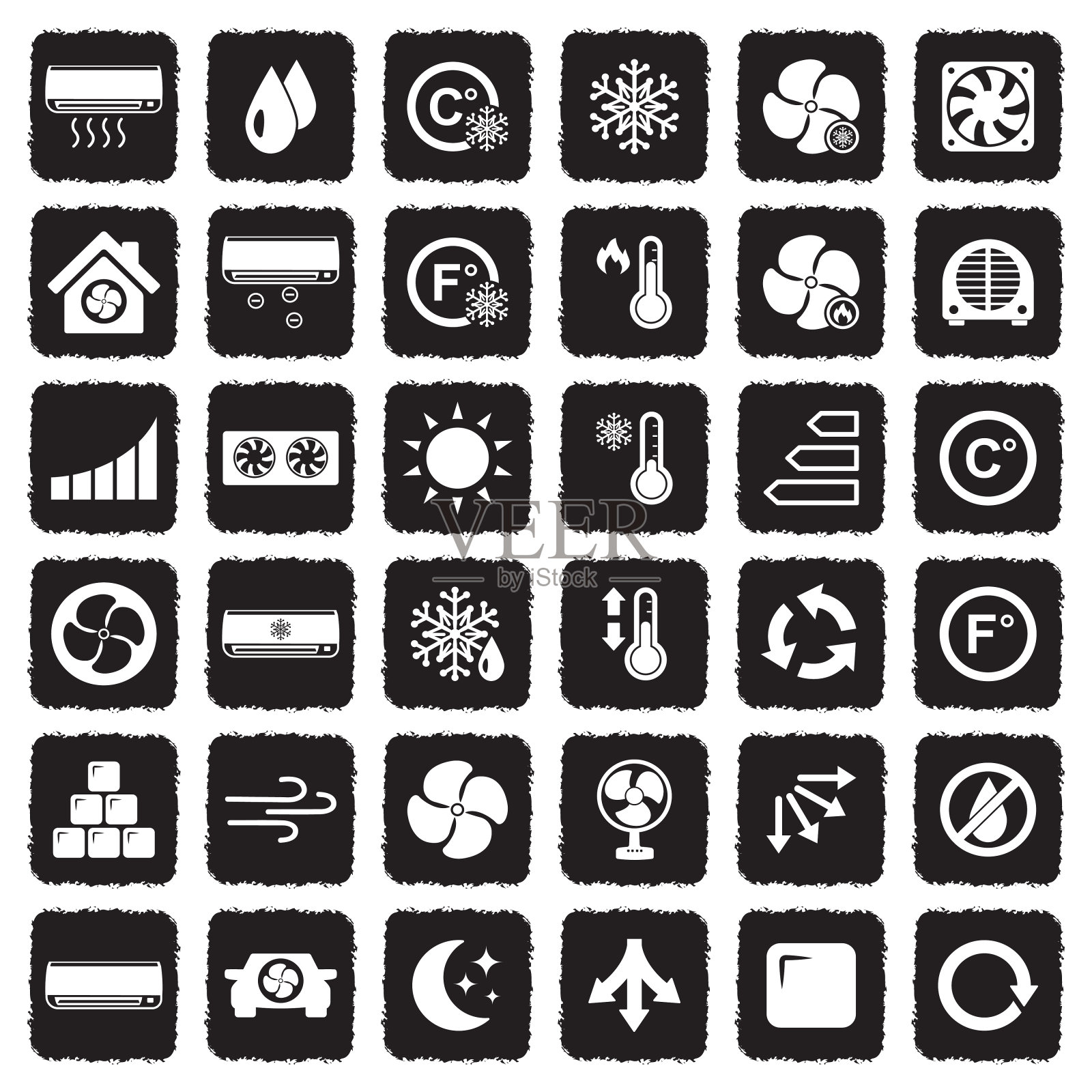 空调图标。垃圾黑平面设计。矢量插图。图标素材