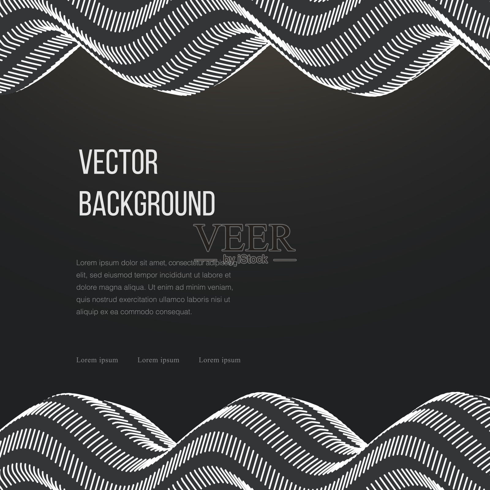 暗矢量抽象背景与黑白波。插画图片素材