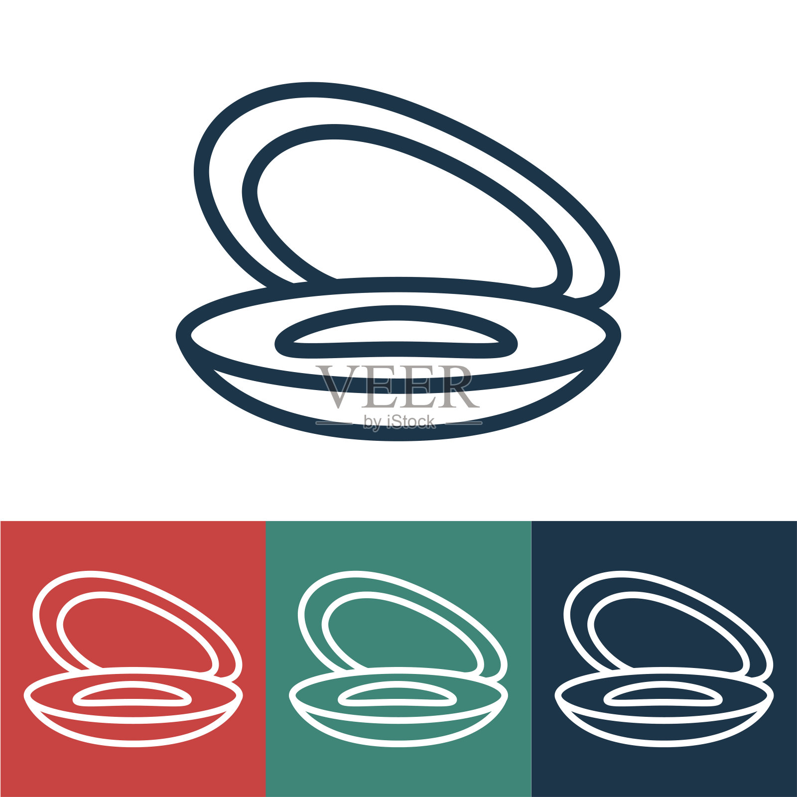 线性矢量图标与牡蛎图标素材