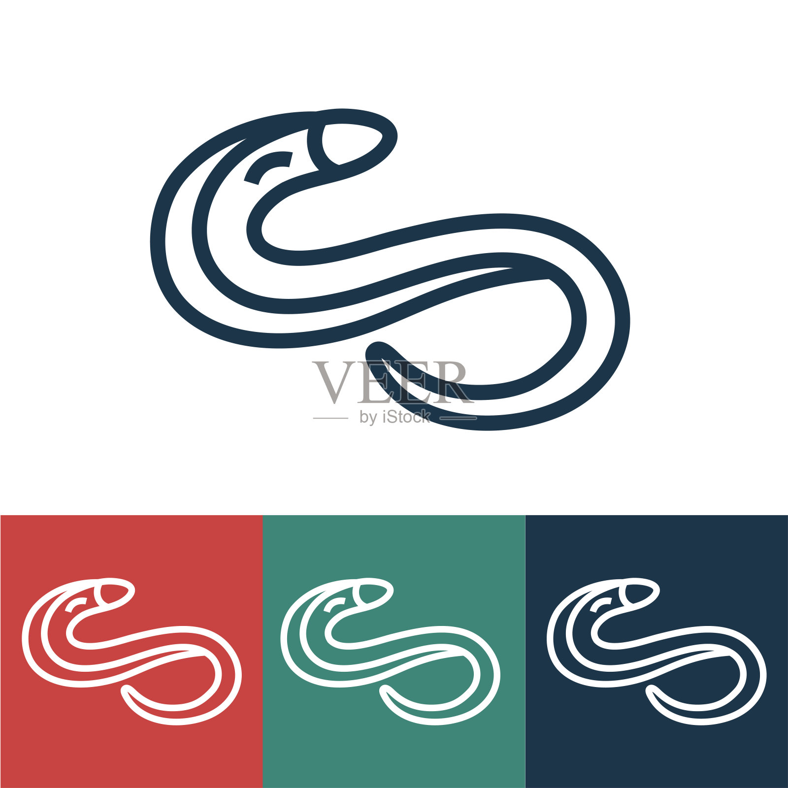 线性矢量图标与鳗鱼图标素材