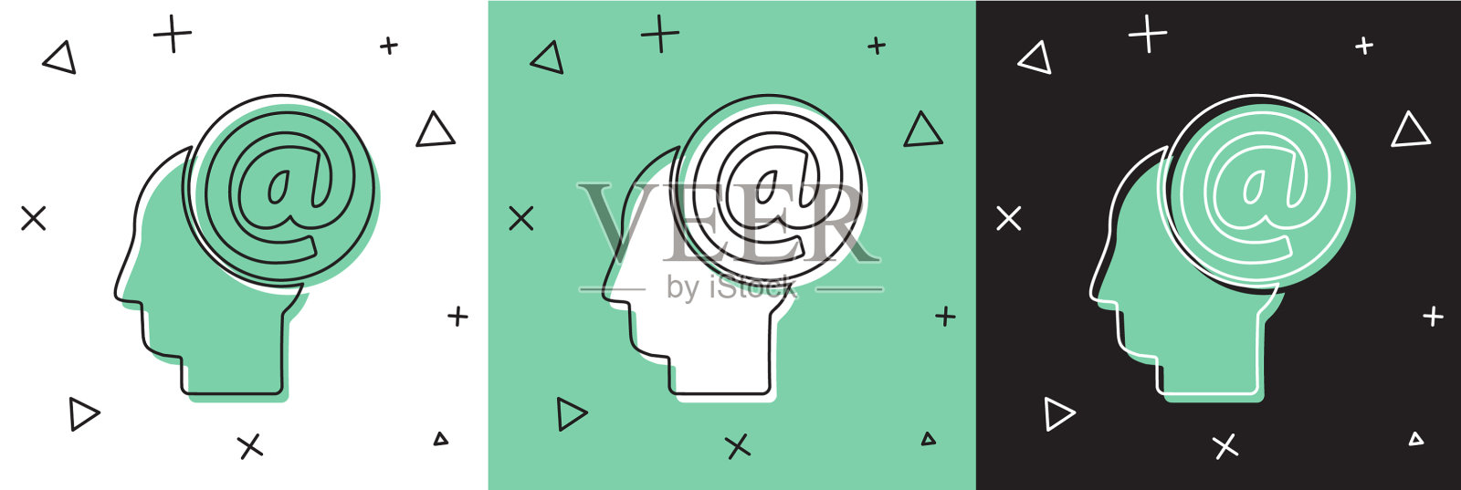 设置邮件和电子邮件图标隔离在白色和插画图片素材