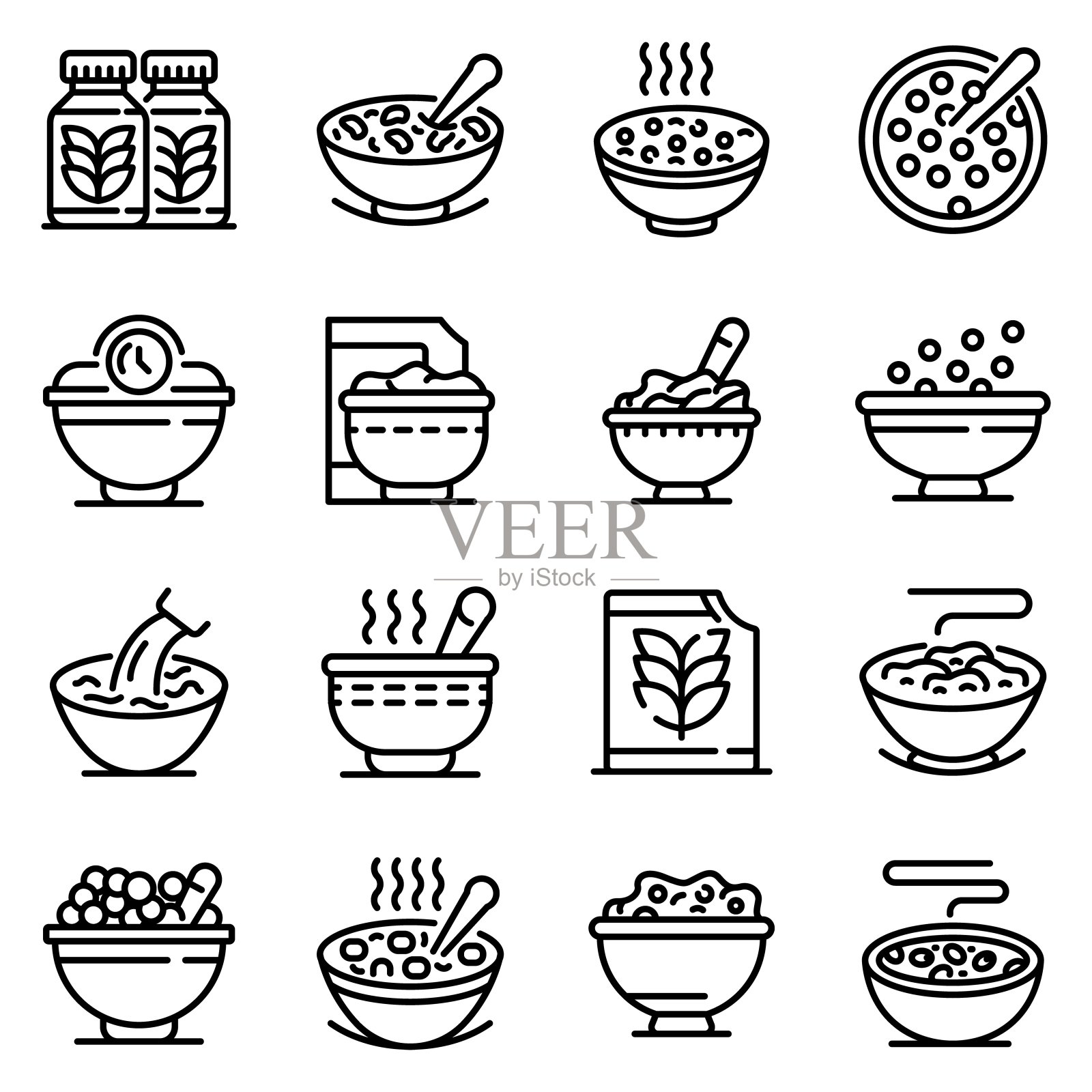 麦片片图标设置，轮廓风格插画图片素材