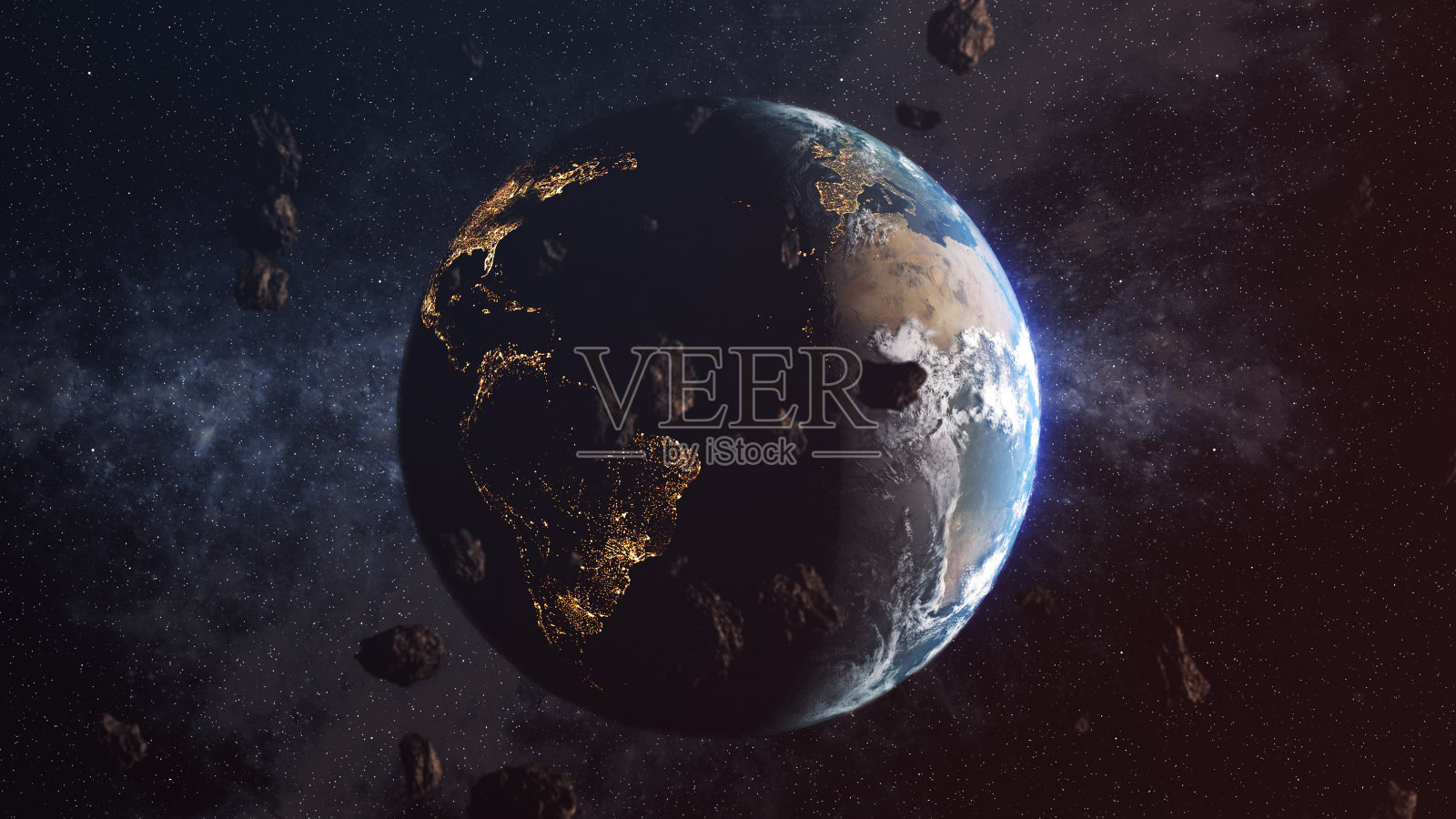 地球上的小行星雨照片摄影图片