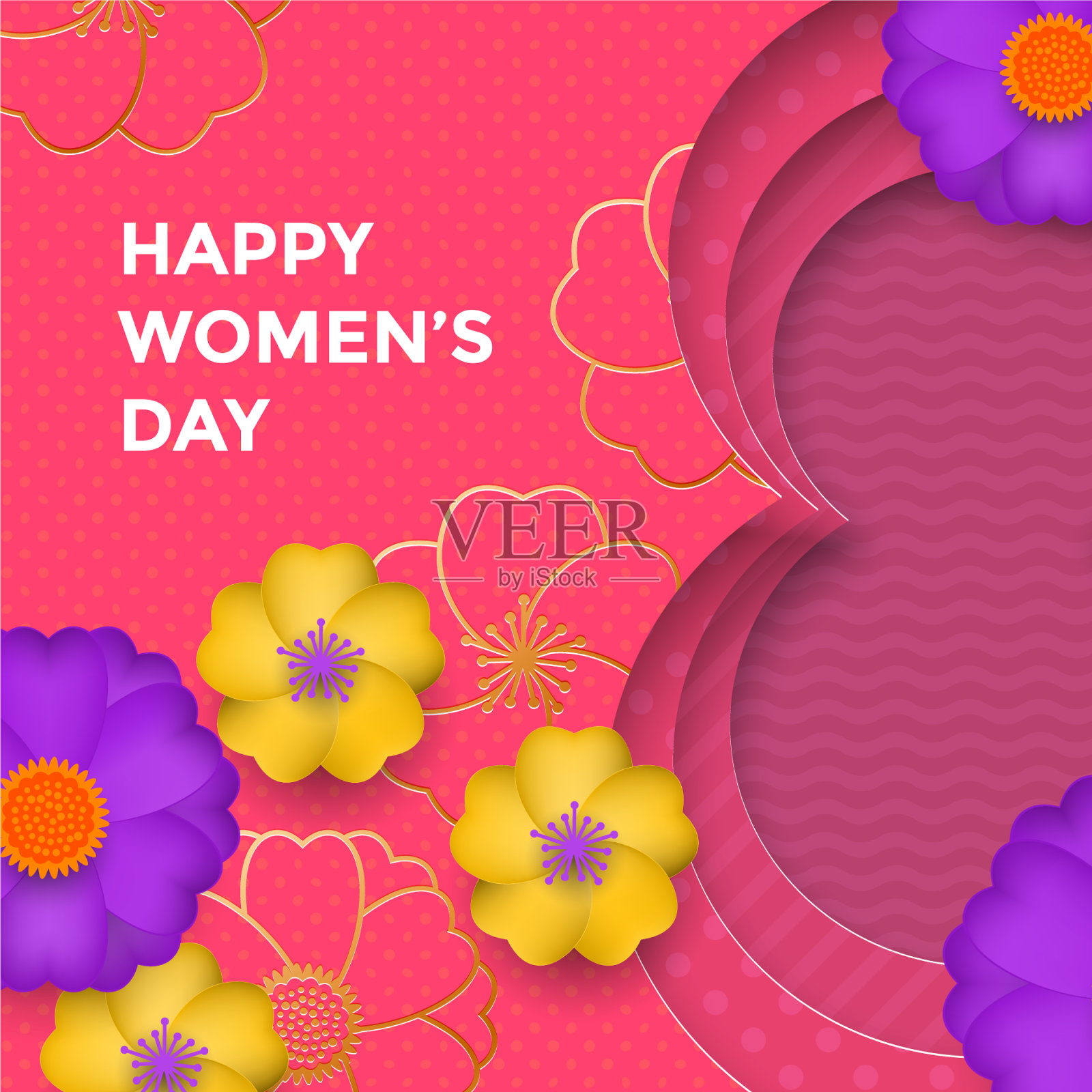 国际妇女节剪纸用黄金插画图片素材