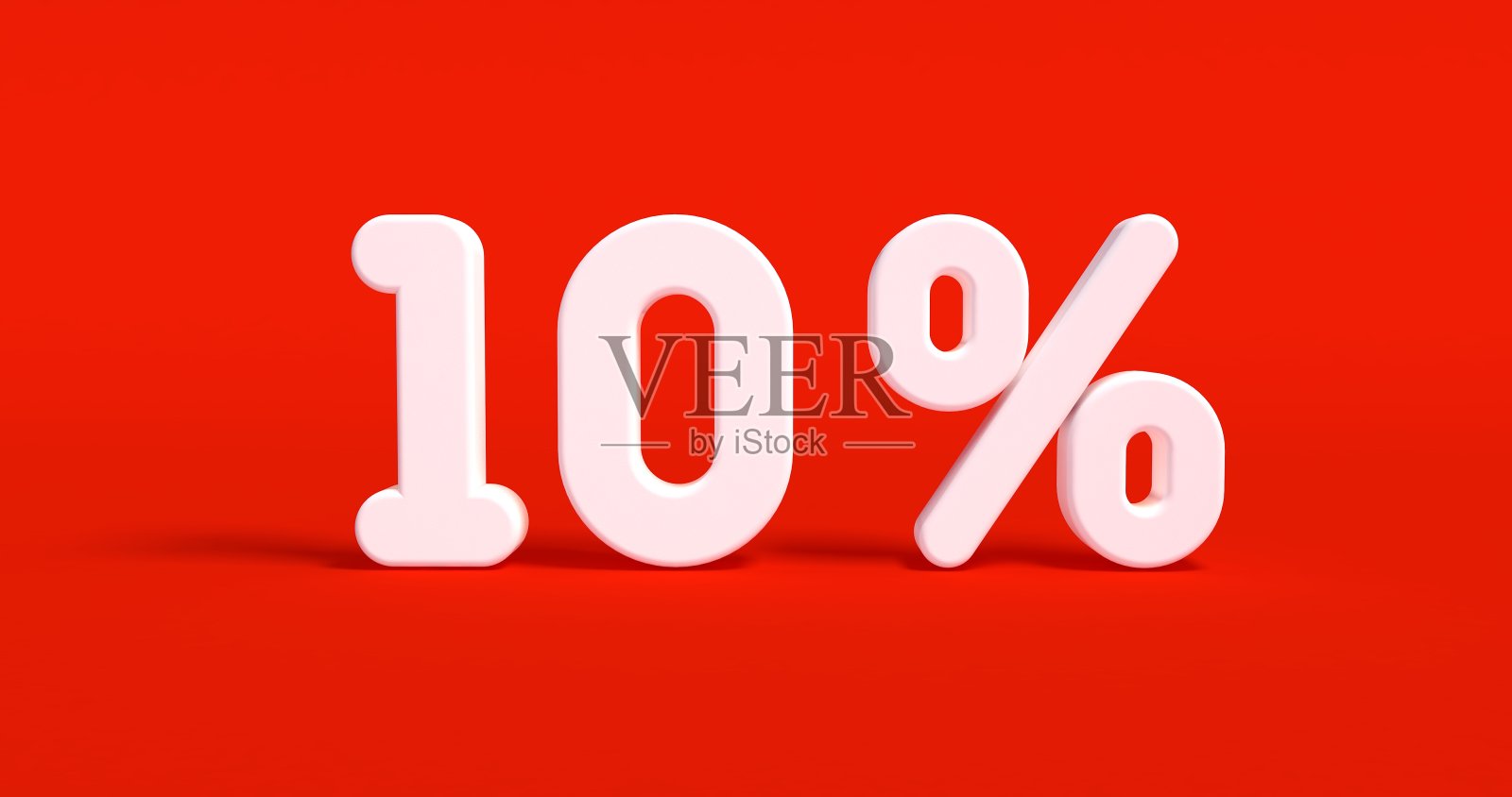 3d渲染，'10%'写的塑料玩具字体。销售的迹象。打百分之十。排版字体，短语孤立在红色背景。社交媒体元素，打印，贴纸。照片摄影图片