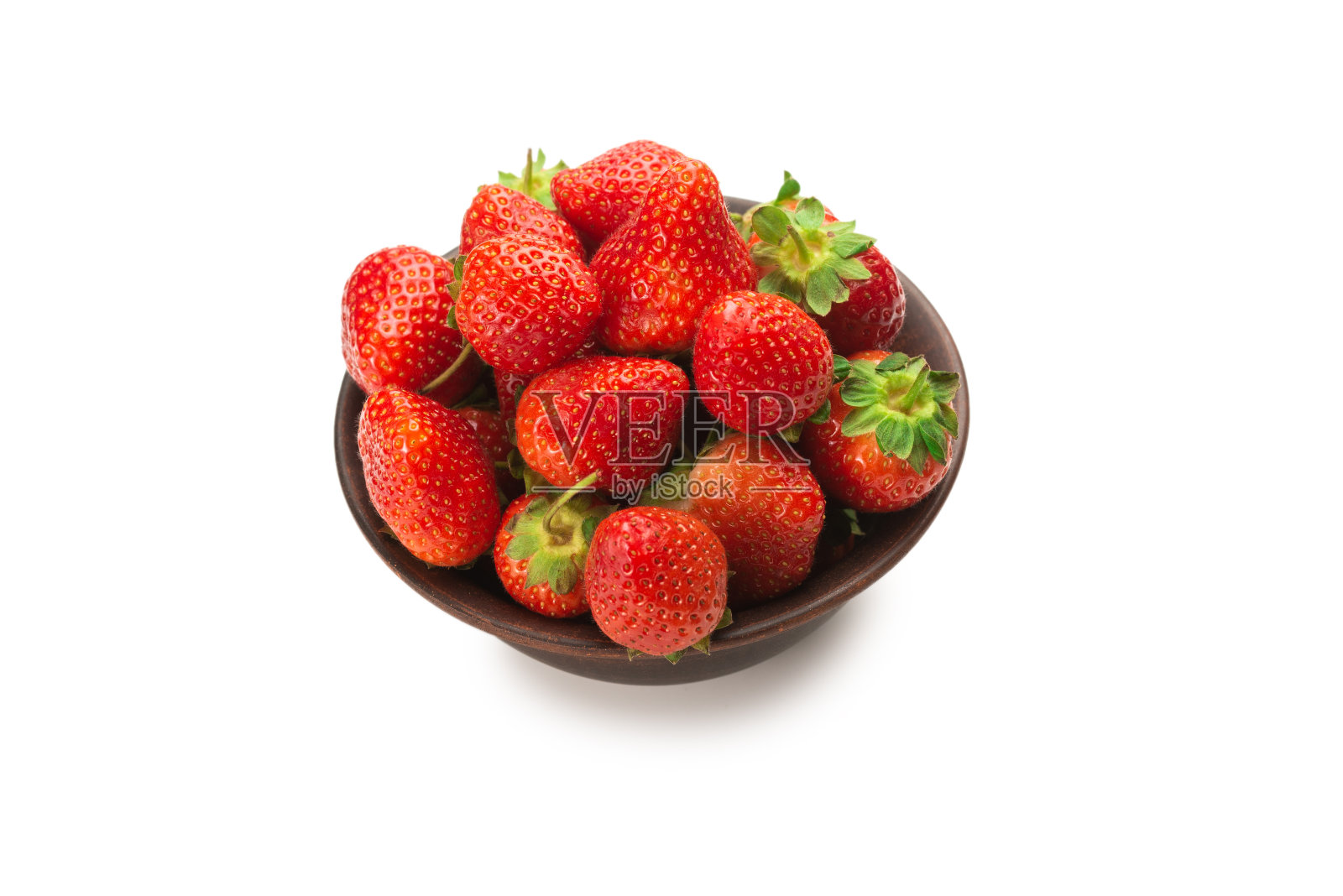 草莓：新鲜浆果特写，白色背景照片摄影图片