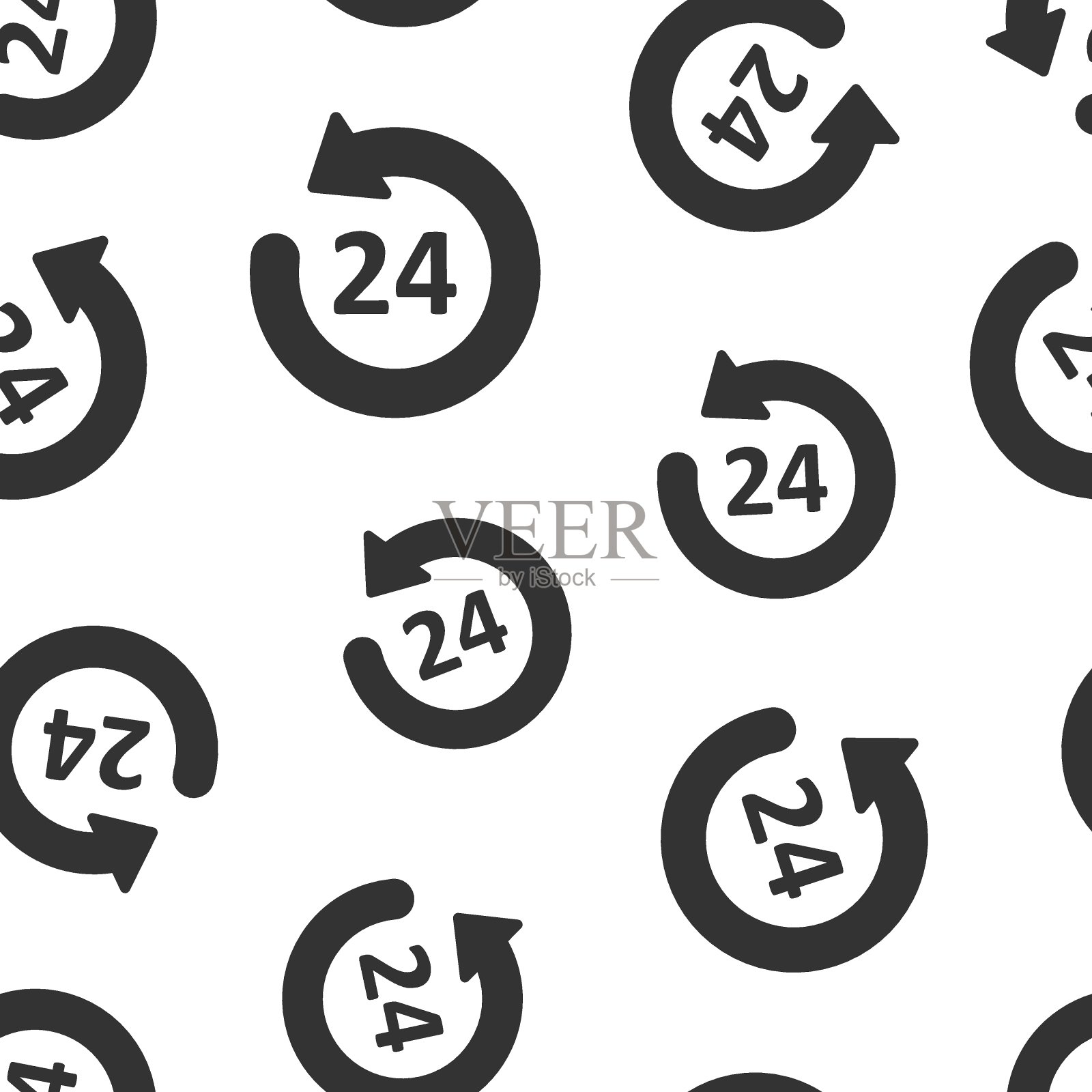 时钟图标在平面风格。在白色孤立的背景上观看矢量插图。计时器无缝模式业务概念。插画图片素材