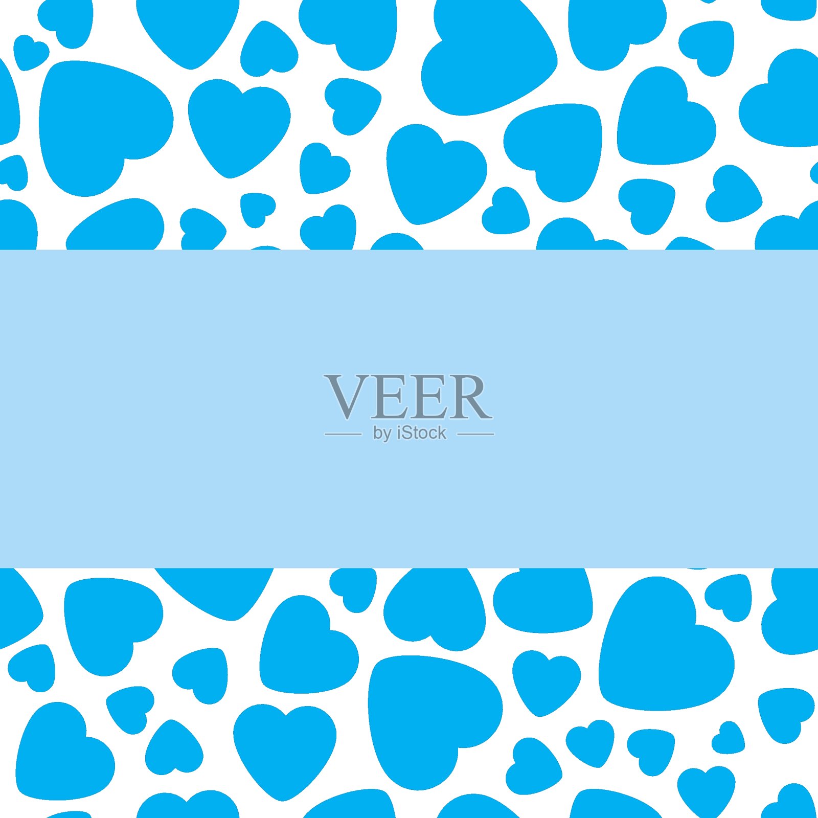 向量框架与蓝色的心在白色的背景。插画图片素材