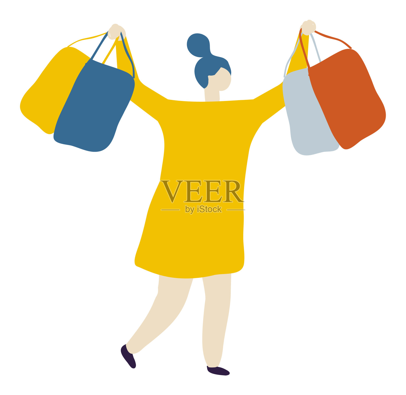 女人女孩扁平的字符扁平向量设计元素图片