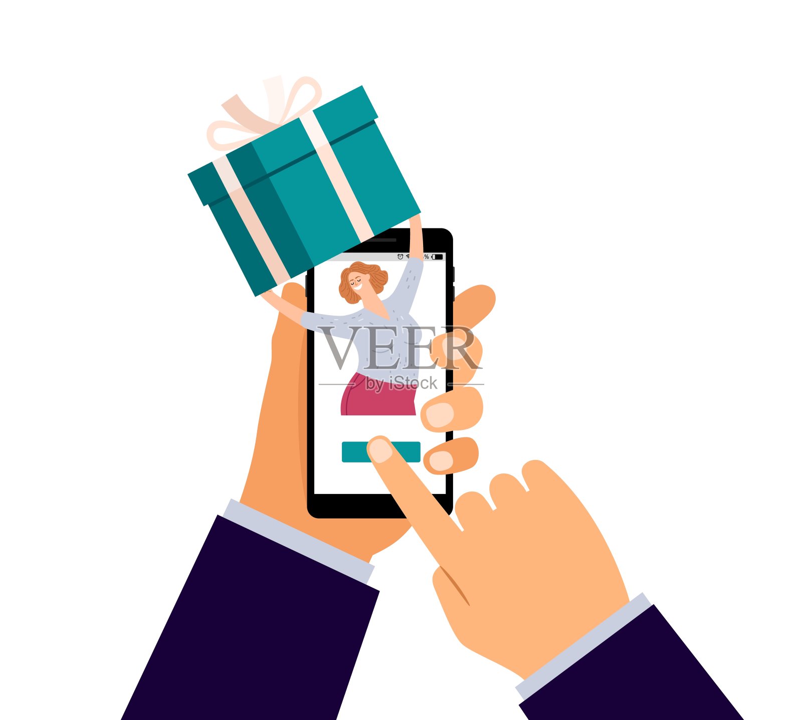 网上订购礼品插画图片素材