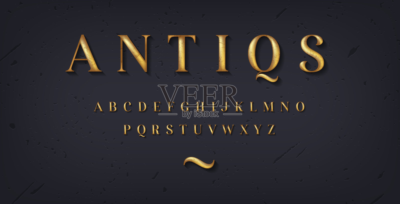 优雅复古古色古香的罗马字体。经典的衬线字体。英语字母表。一套古老的青铜字母。矢量插图。插画图片素材