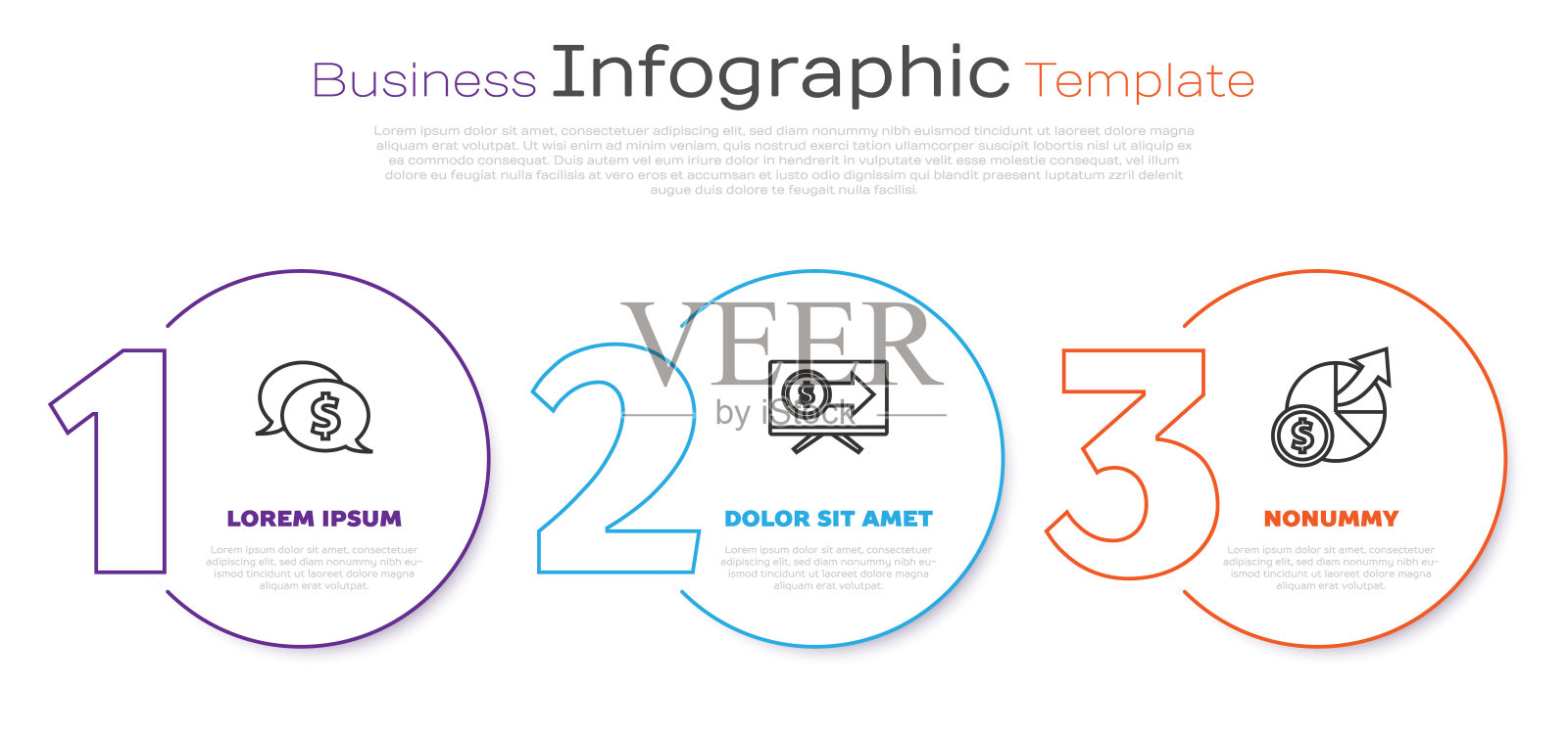 设定线讲话泡沫与美元，监测与美元和金钱和图表图表。业务信息模板。向量设计模板素材