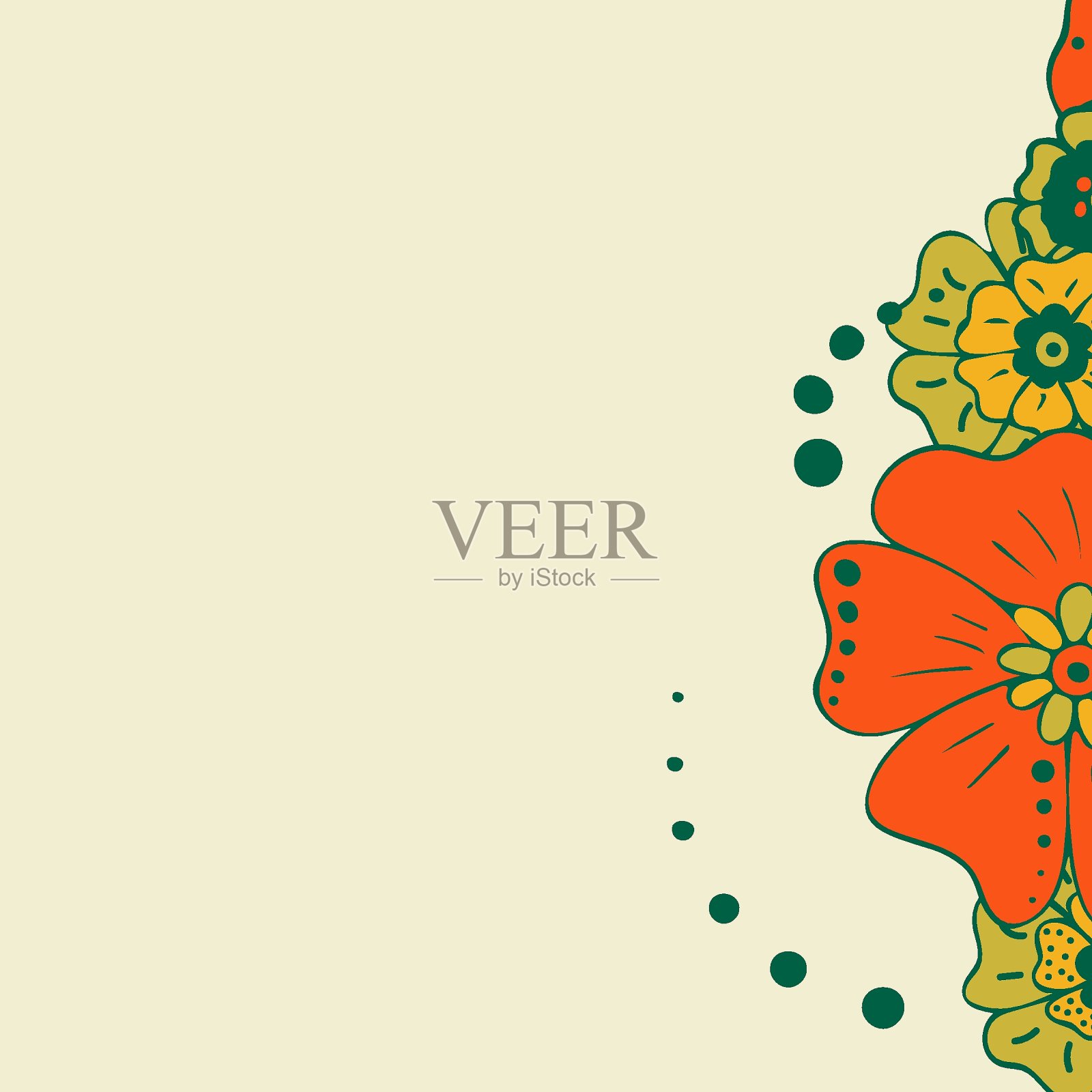 彩色的简单花束的背景。框架与装饰。插画图片素材