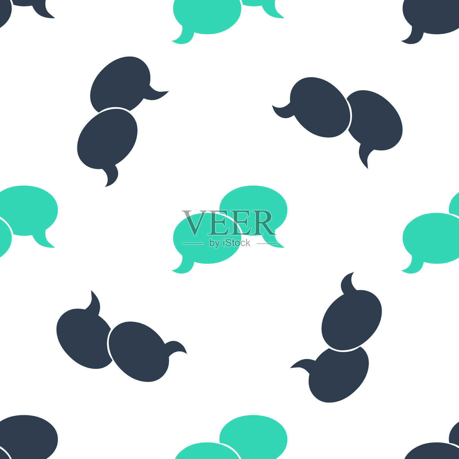 绿色空白语音气泡图标隔离无缝模式在白色背景。常见问题的迹象。复制文件，聊天语音气泡和图表网络图标。向量插画图片素材