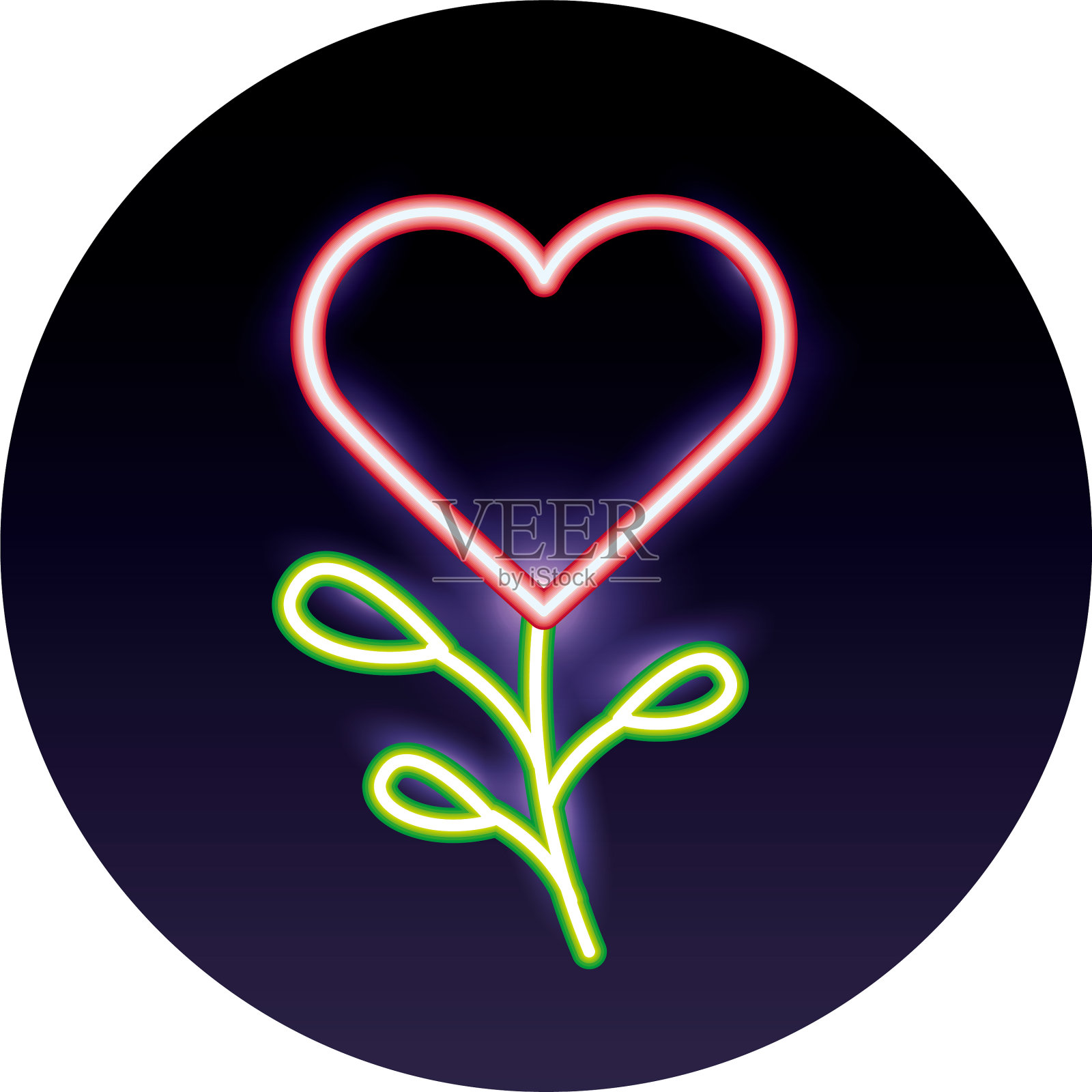 心爱花霓虹灯图标设计元素图片