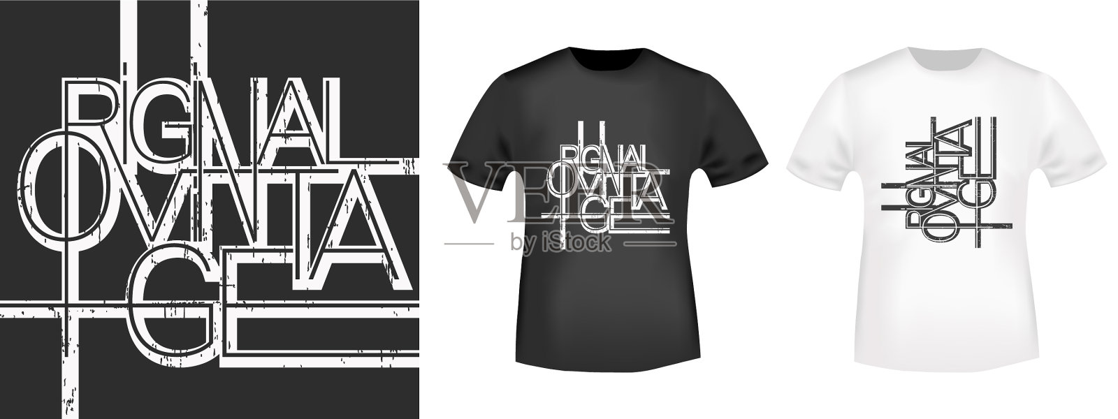 原创复古线设计t恤印花邮票插画图片素材