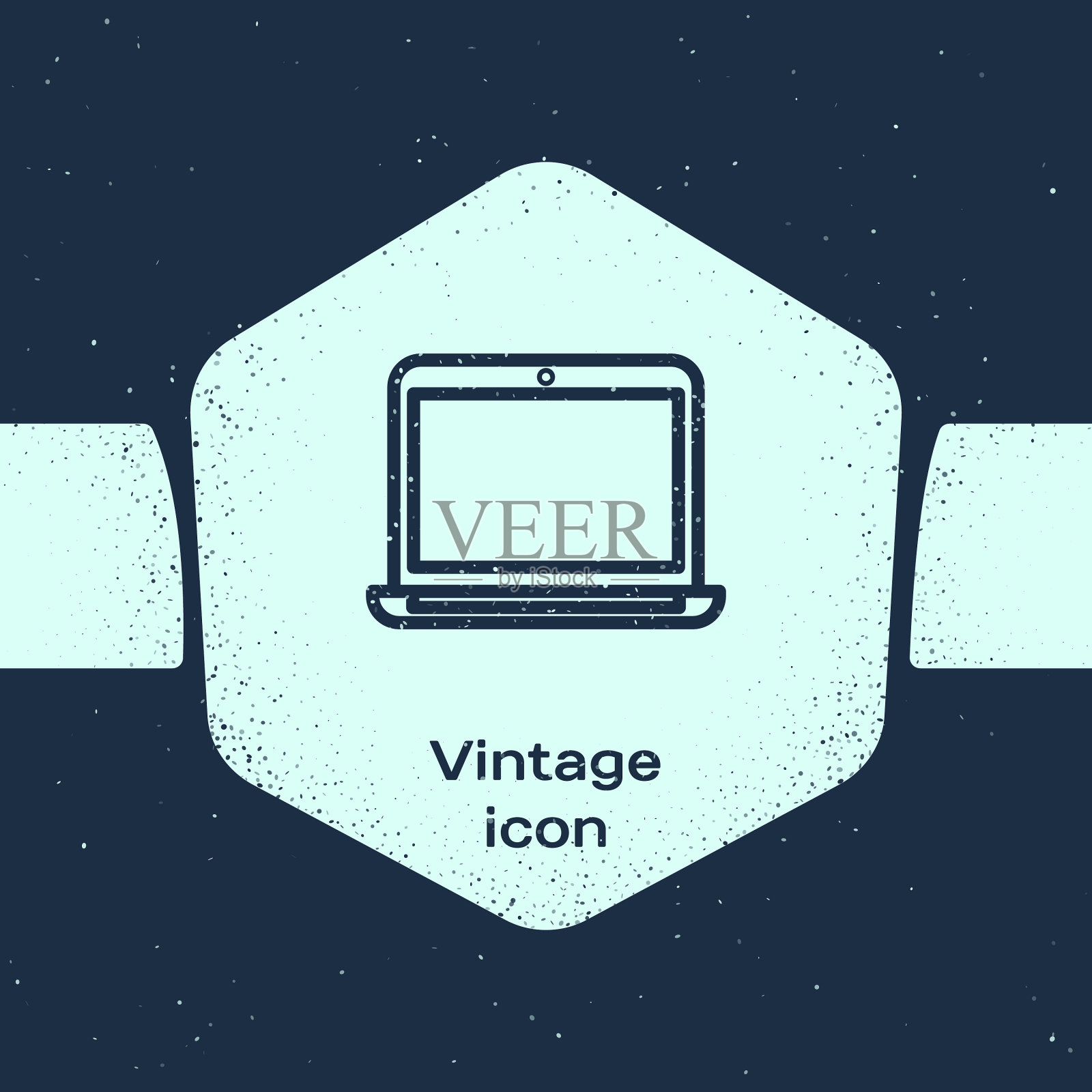 垃圾线笔记本电脑图标孤立在蓝色图标素材