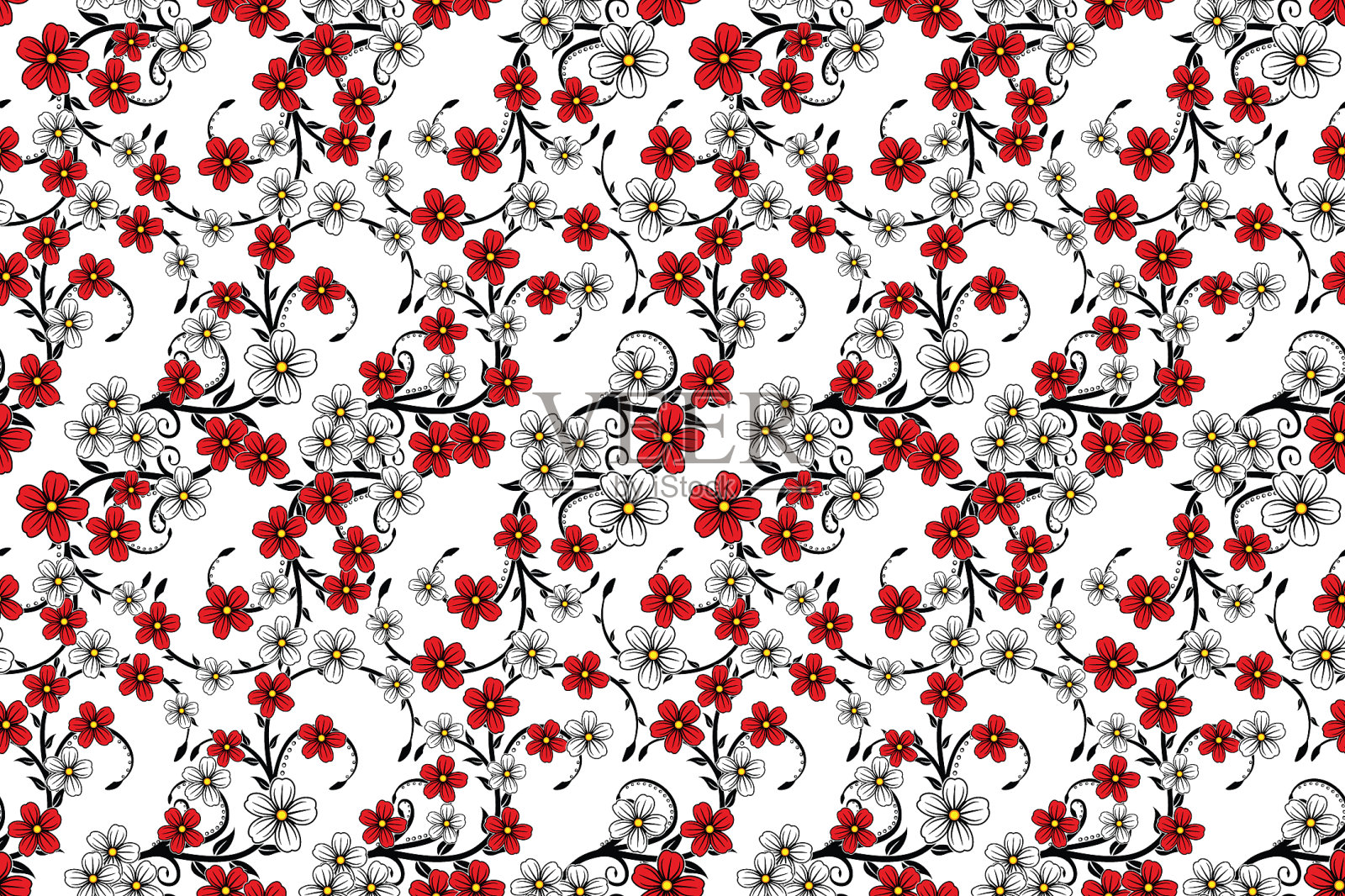 花卉蜡染图案插画图片素材