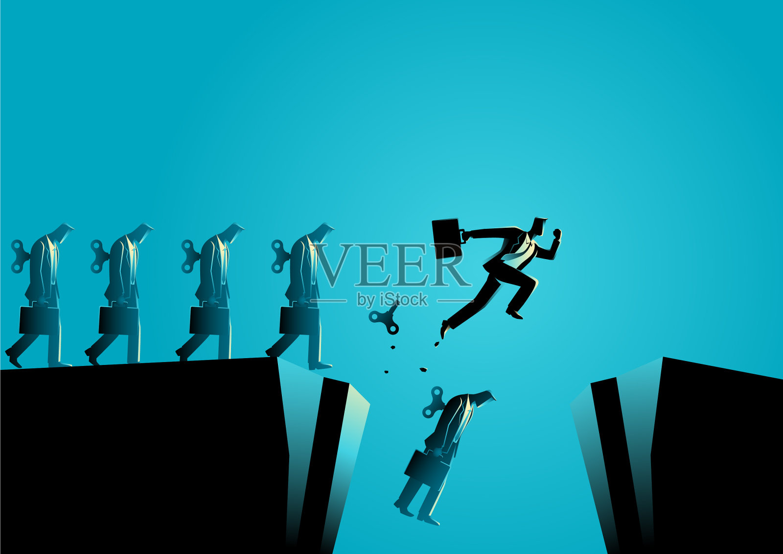 商人挣脱了绞盘去救人插画图片素材