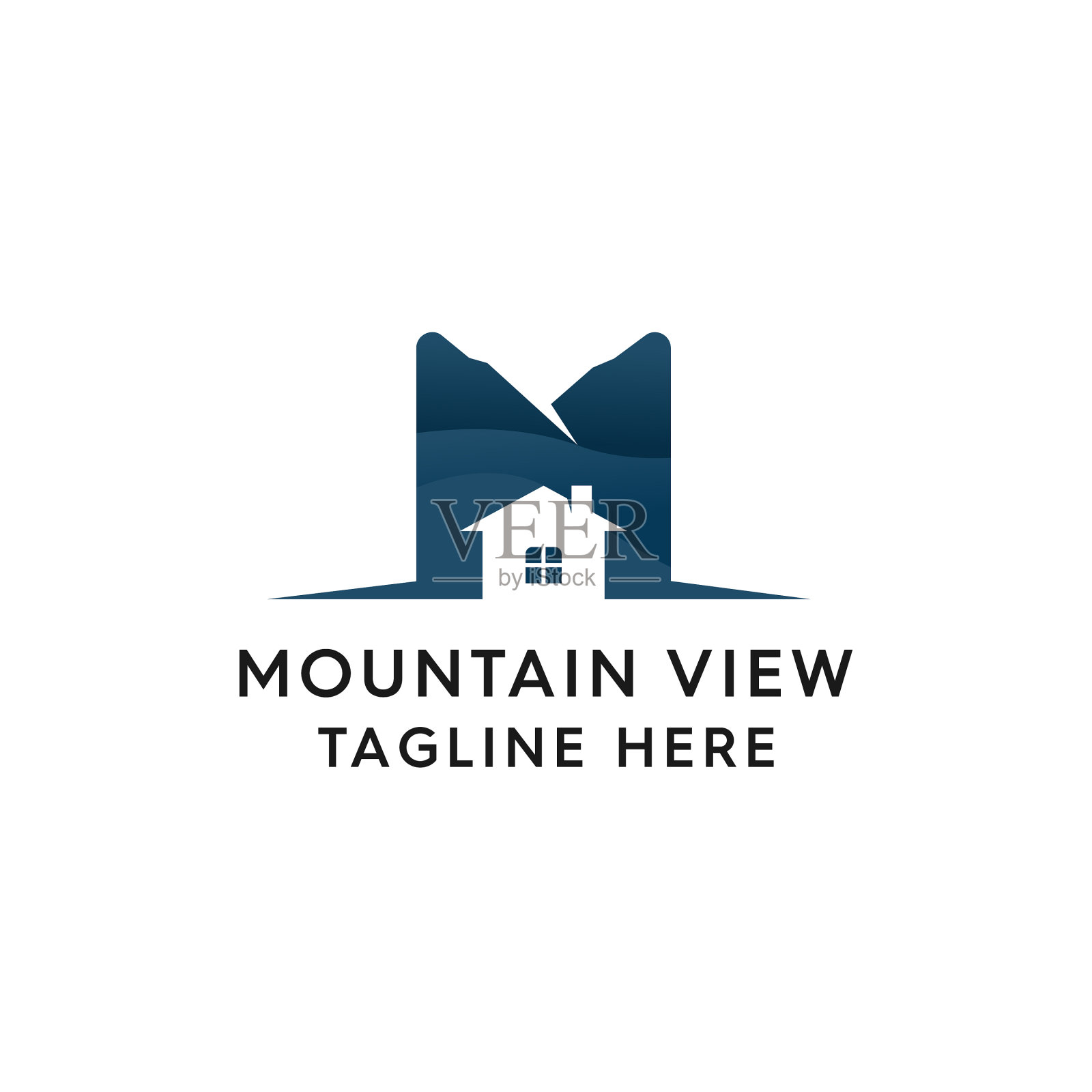 山屋与m形状梯度标志插画图片素材