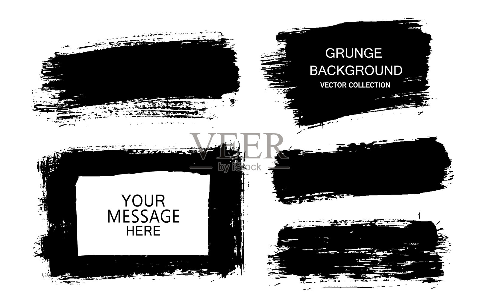 彩色垃圾条纹设置黑色标签插画图片素材