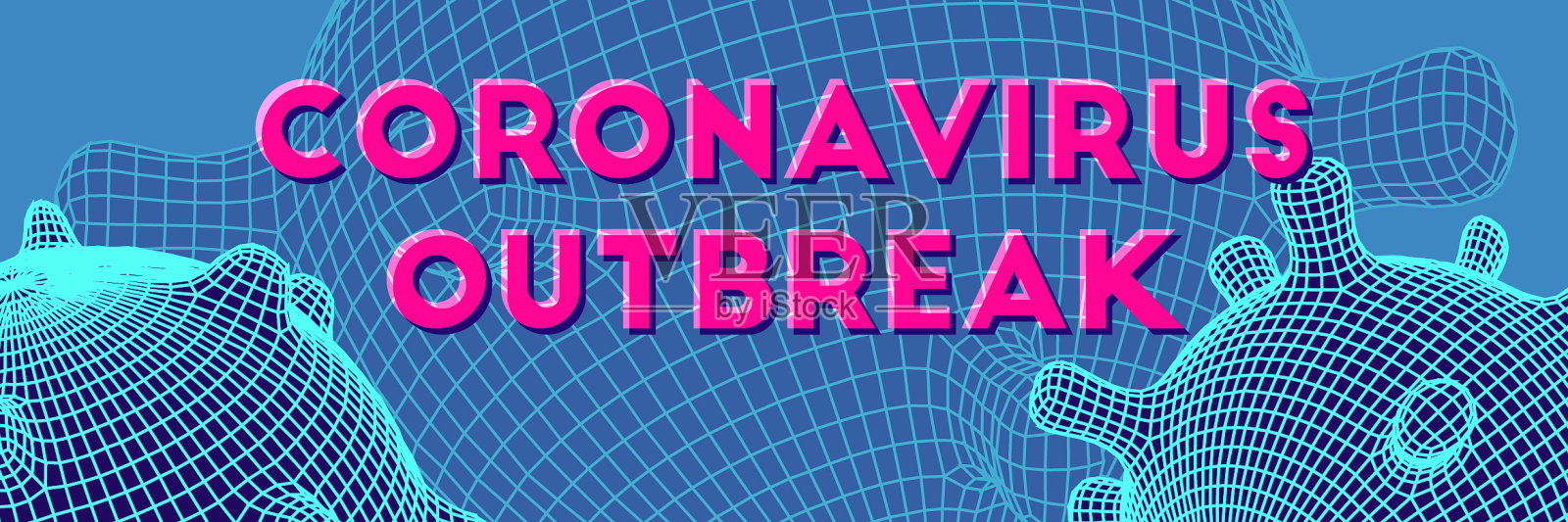 冠状病毒未来发光3d网格细胞插画图片素材