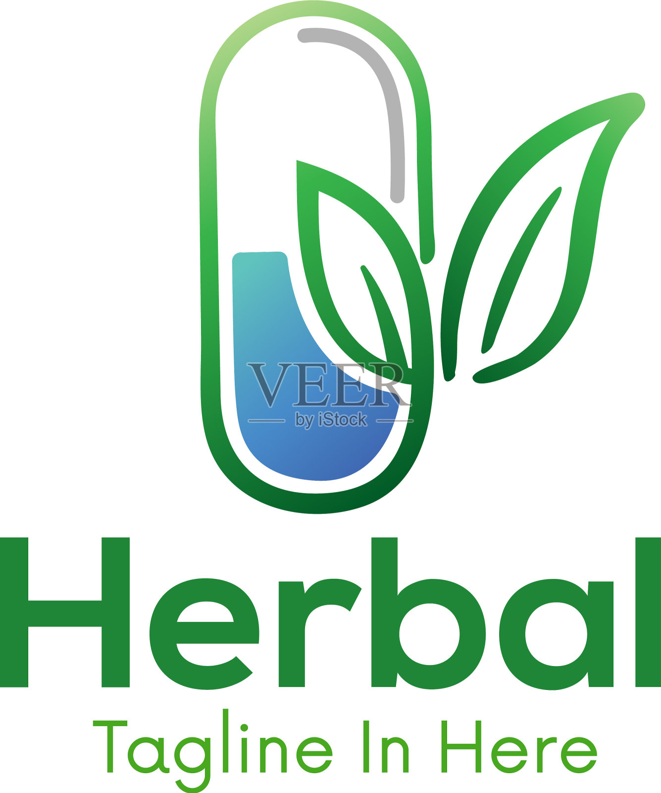 药草胶囊标志设计灵感插画图片素材