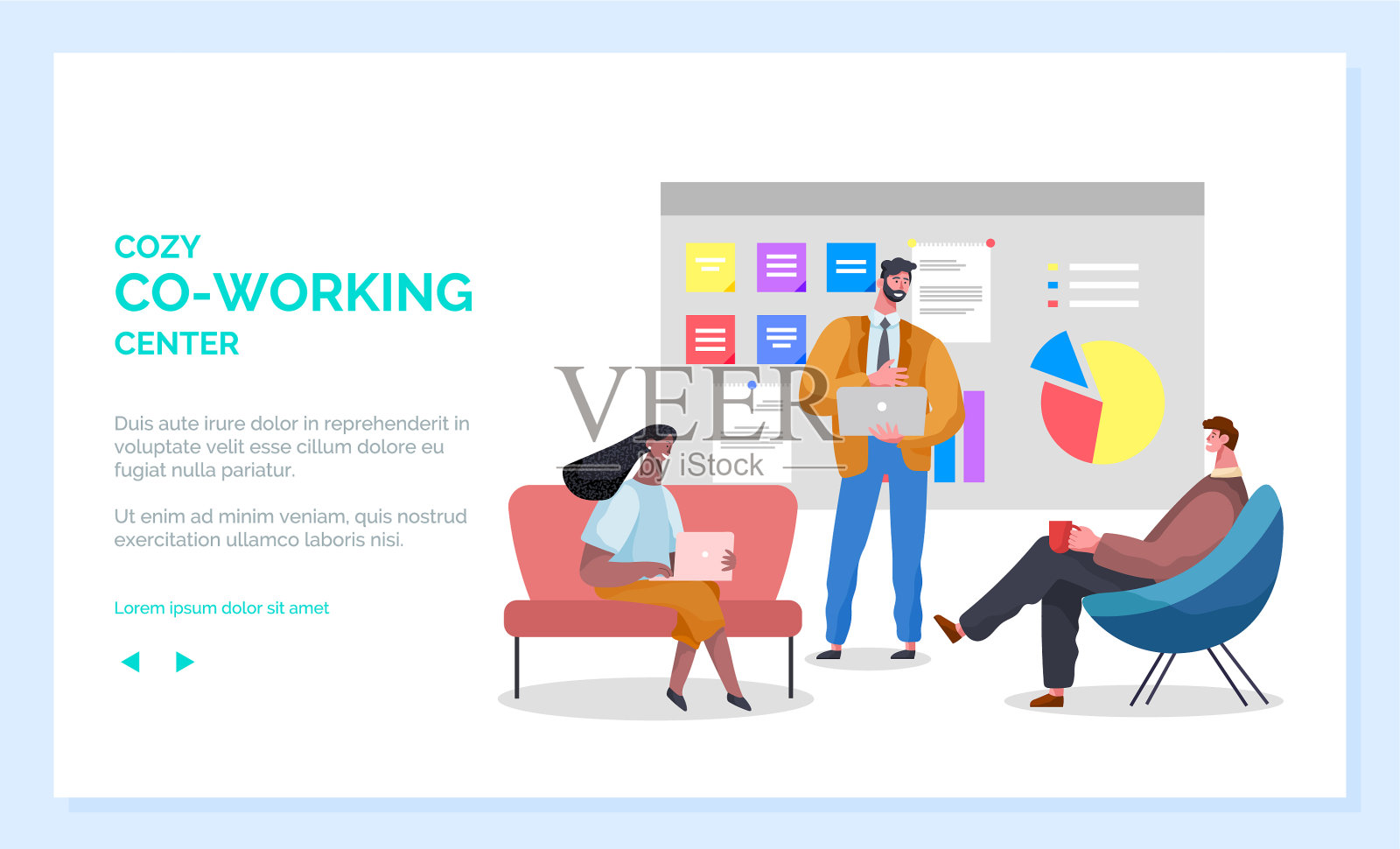 舒适的工作空间在线协同工作设计模板素材