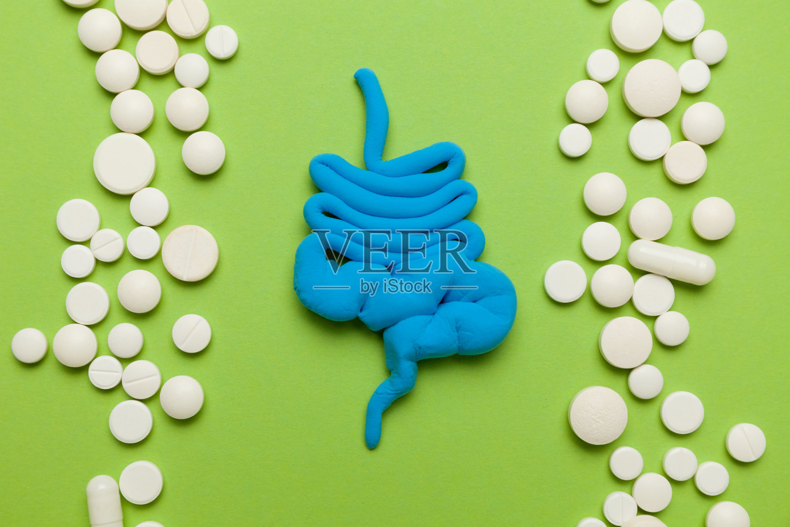 人类肠道、便秘和消化问题。用益生菌治疗，肠刺激照片摄影图片