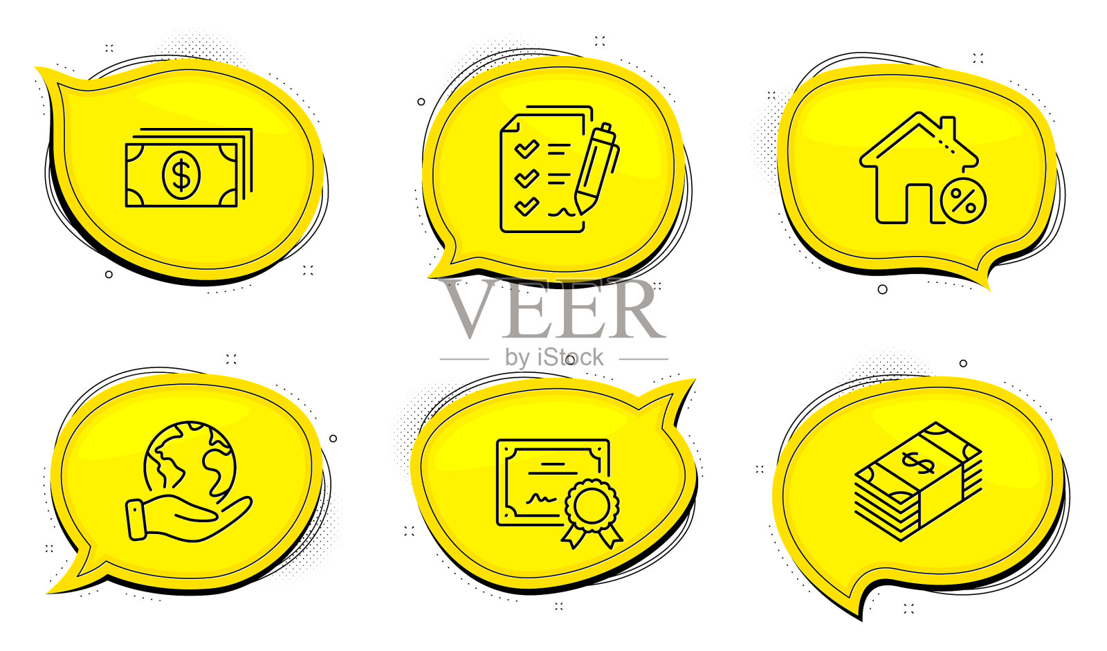 银行贷款和调查清单图标集图标素材