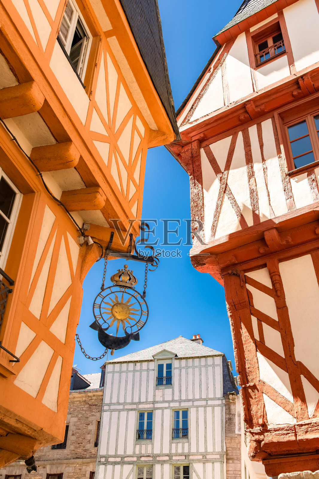 瓦内，布列塔尼美丽的城市照片摄影图片