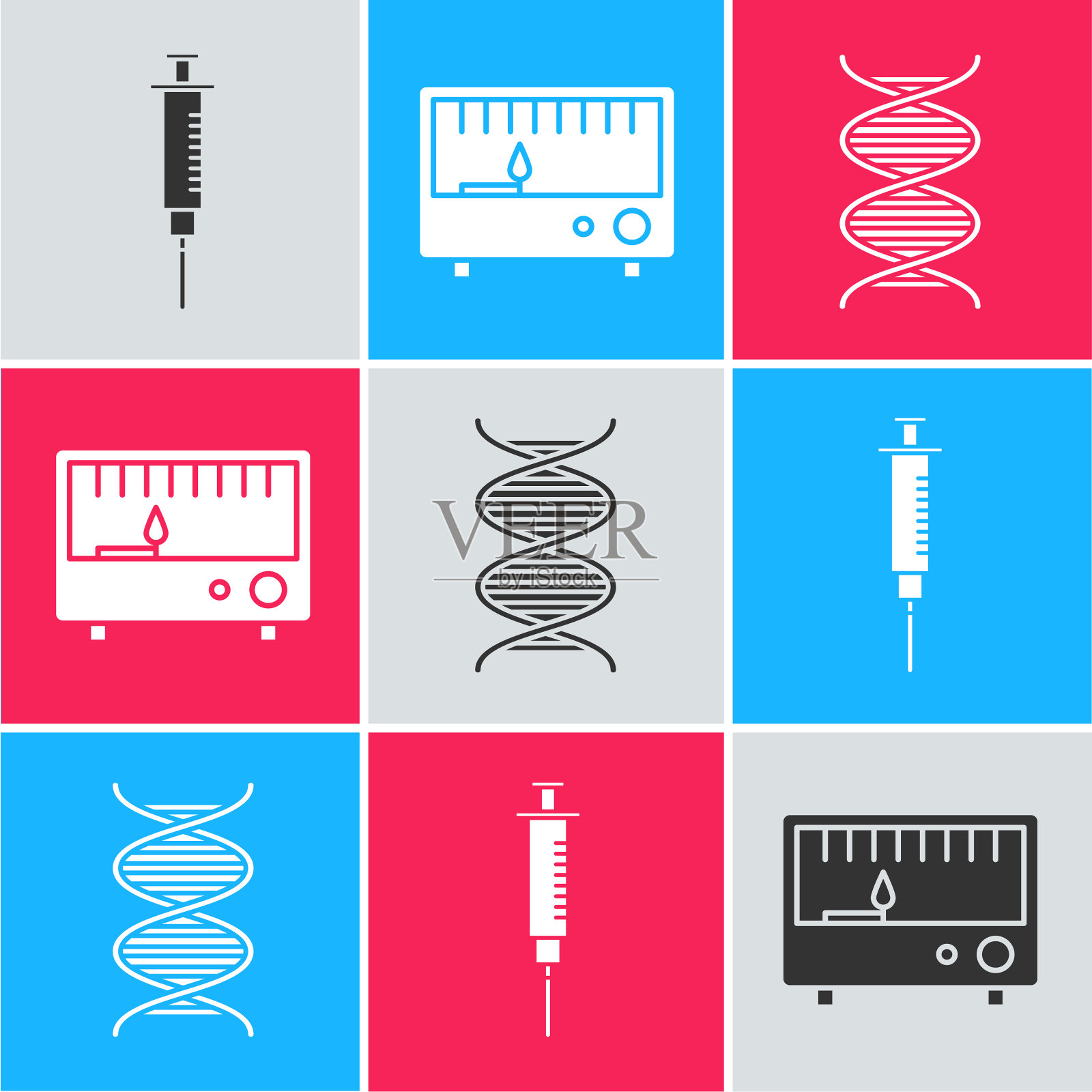 设置注射器电子测量仪器和图标素材