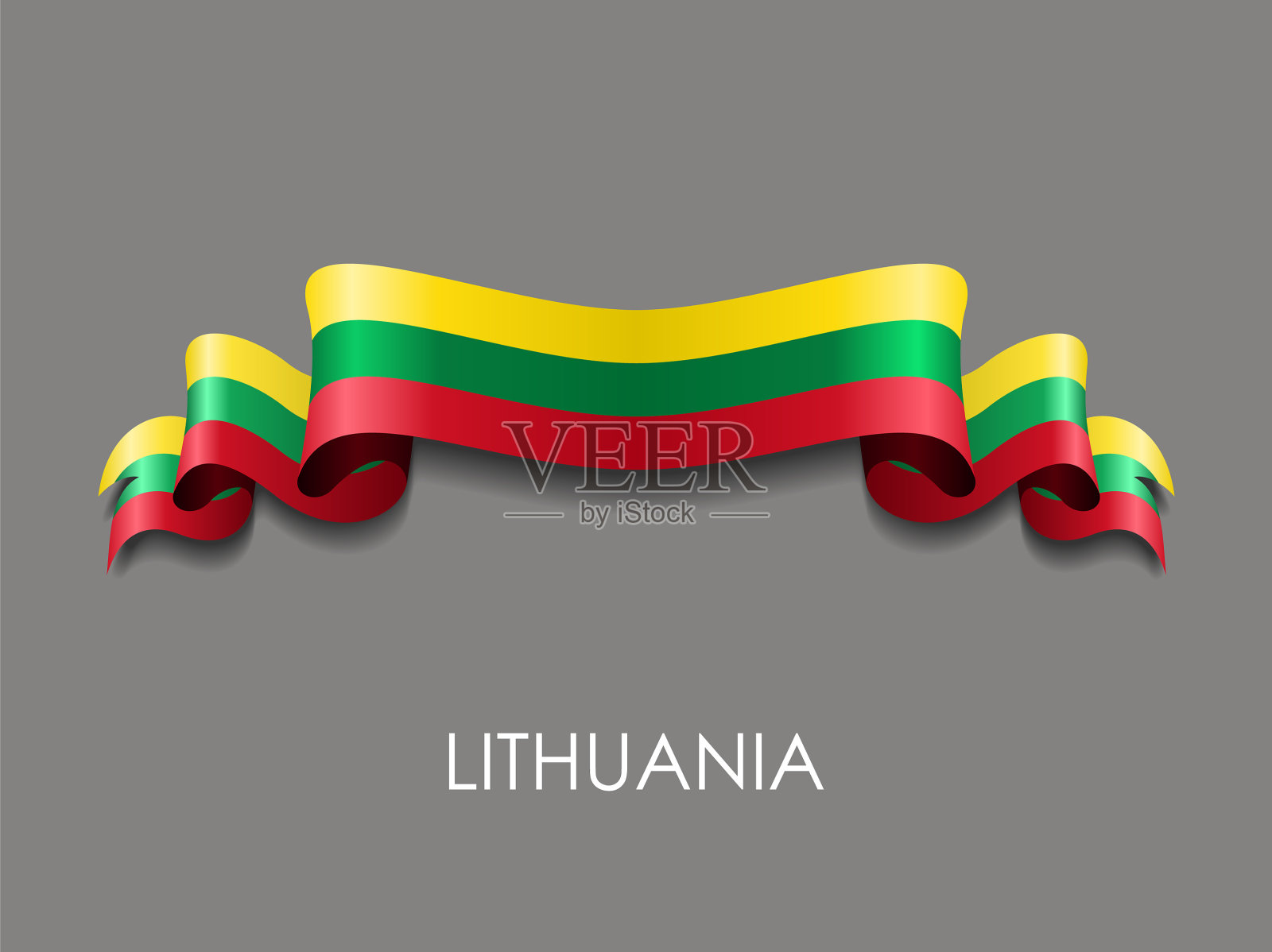 立陶宛国旗波浪缎带背景插画图片素材