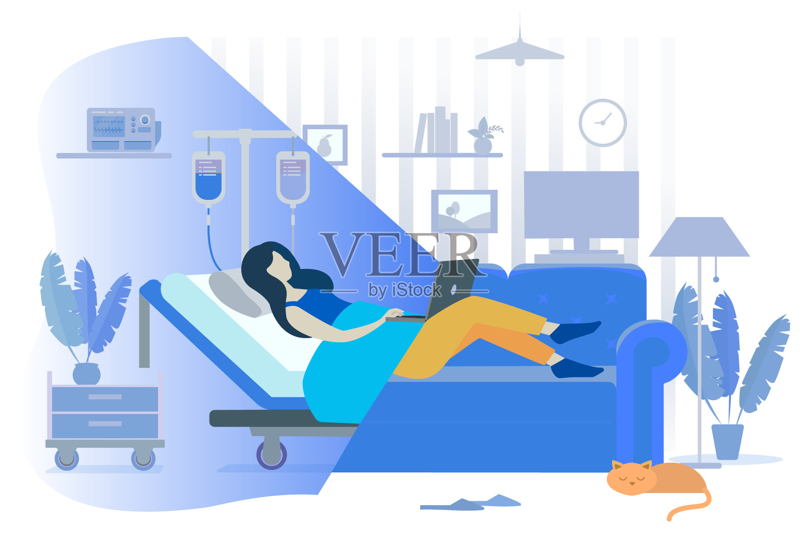 患者治疗，在线医生，医院矢量插画图片素材