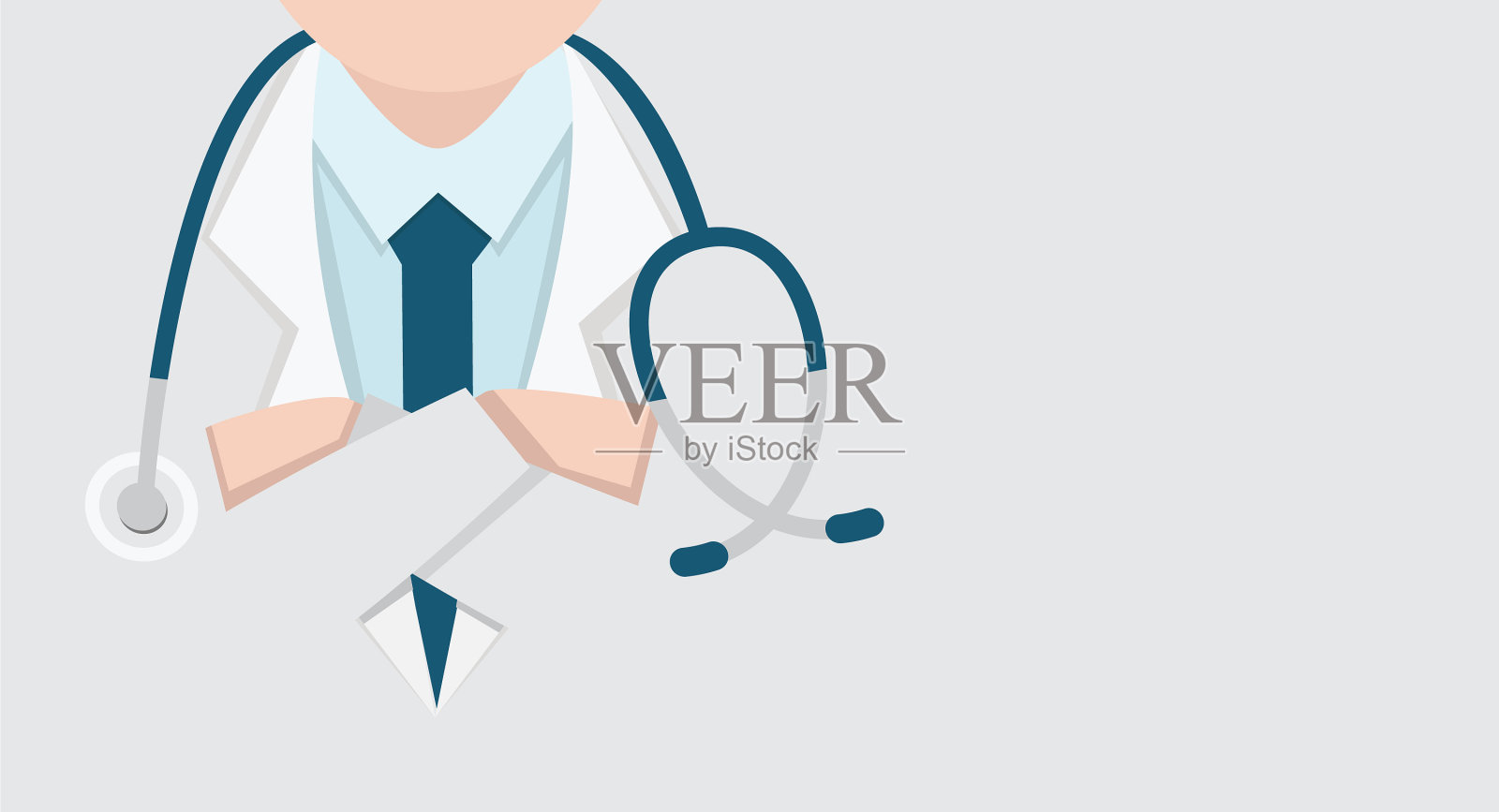靠近有听诊器背景的医生插画图片素材