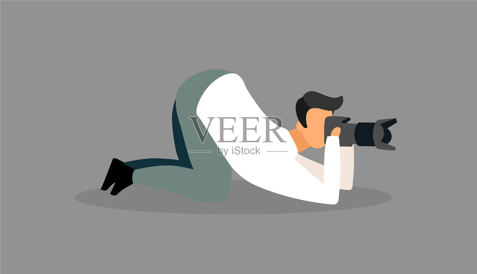 摄影师在工作单位的狗仔记者插画图片素材