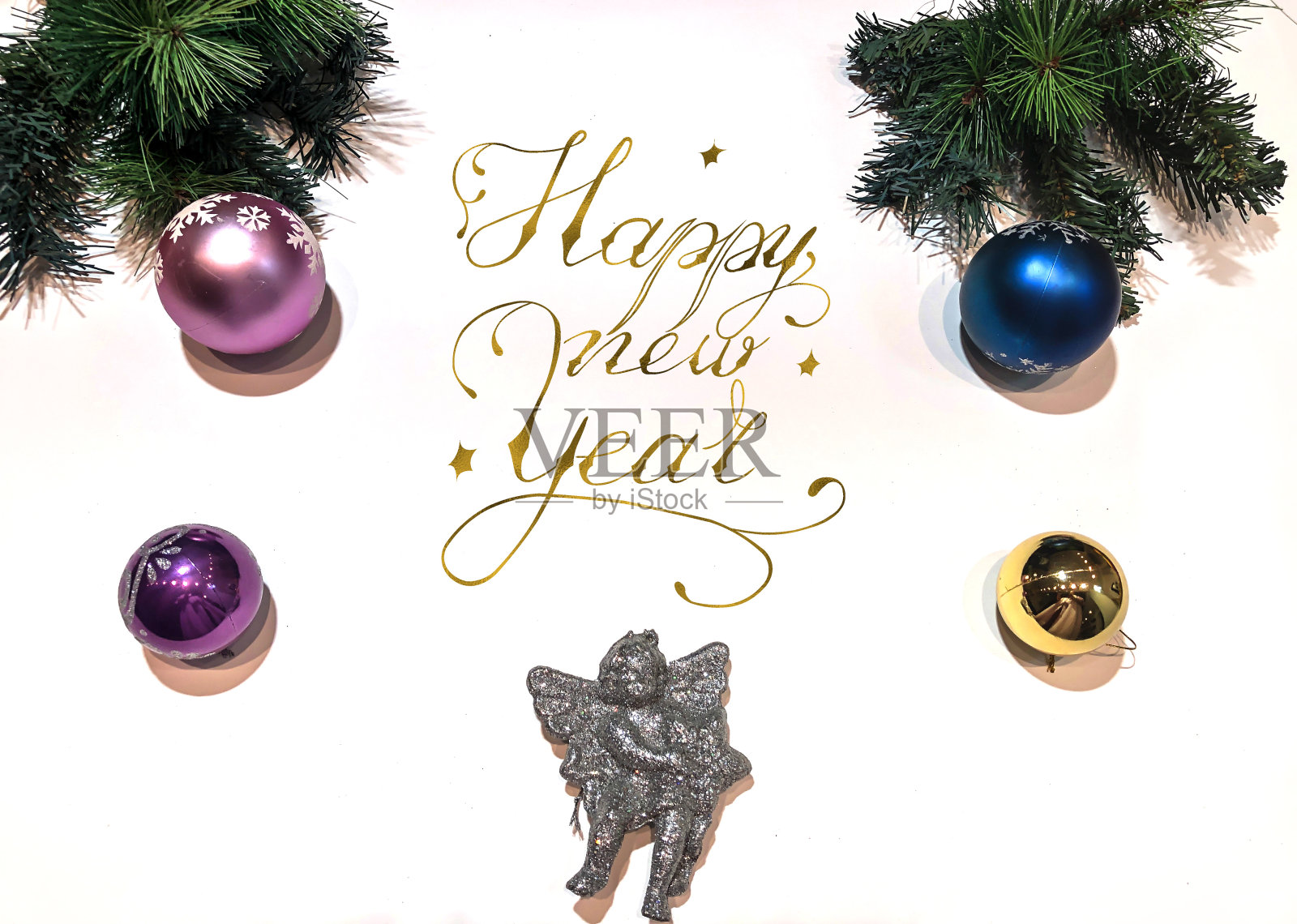 新年贺卡，明信片，互联网横幅上写着“新年快乐”照片摄影图片