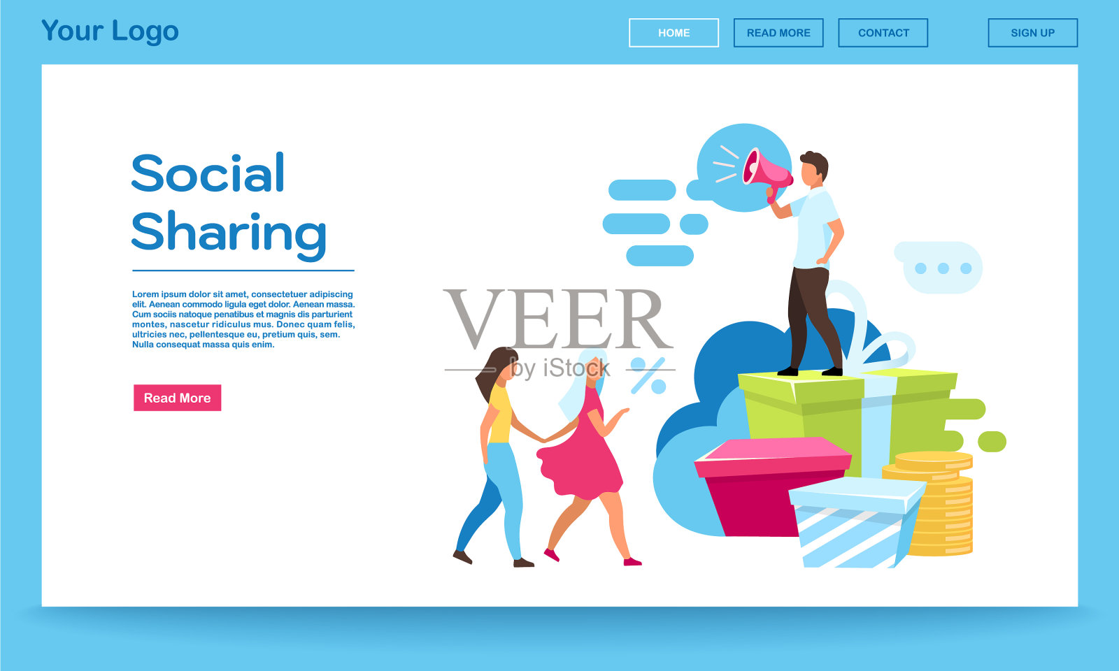 社交分享登陆页面模板SMM数字设计模板素材