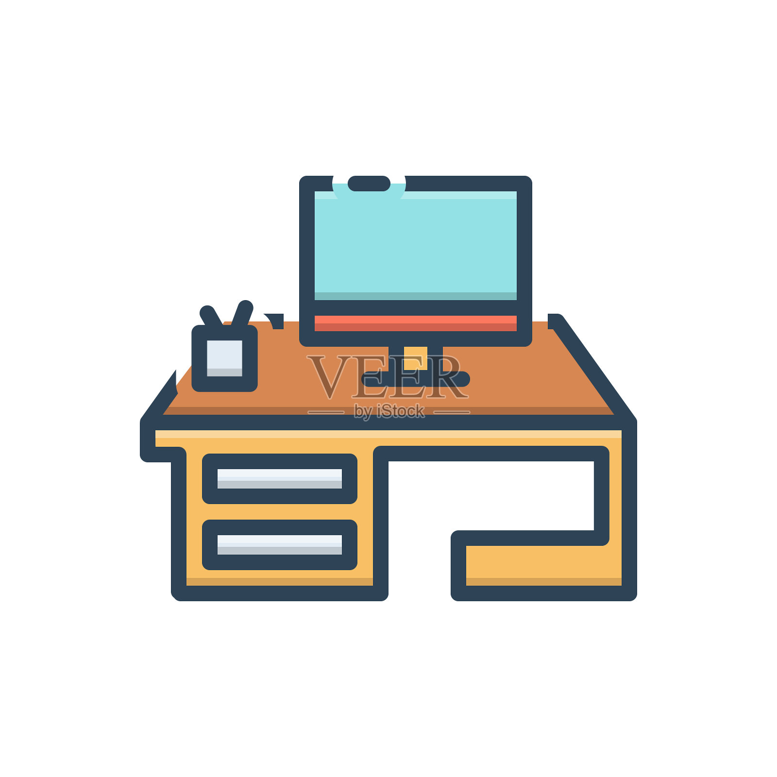 电脑桌插画图片素材