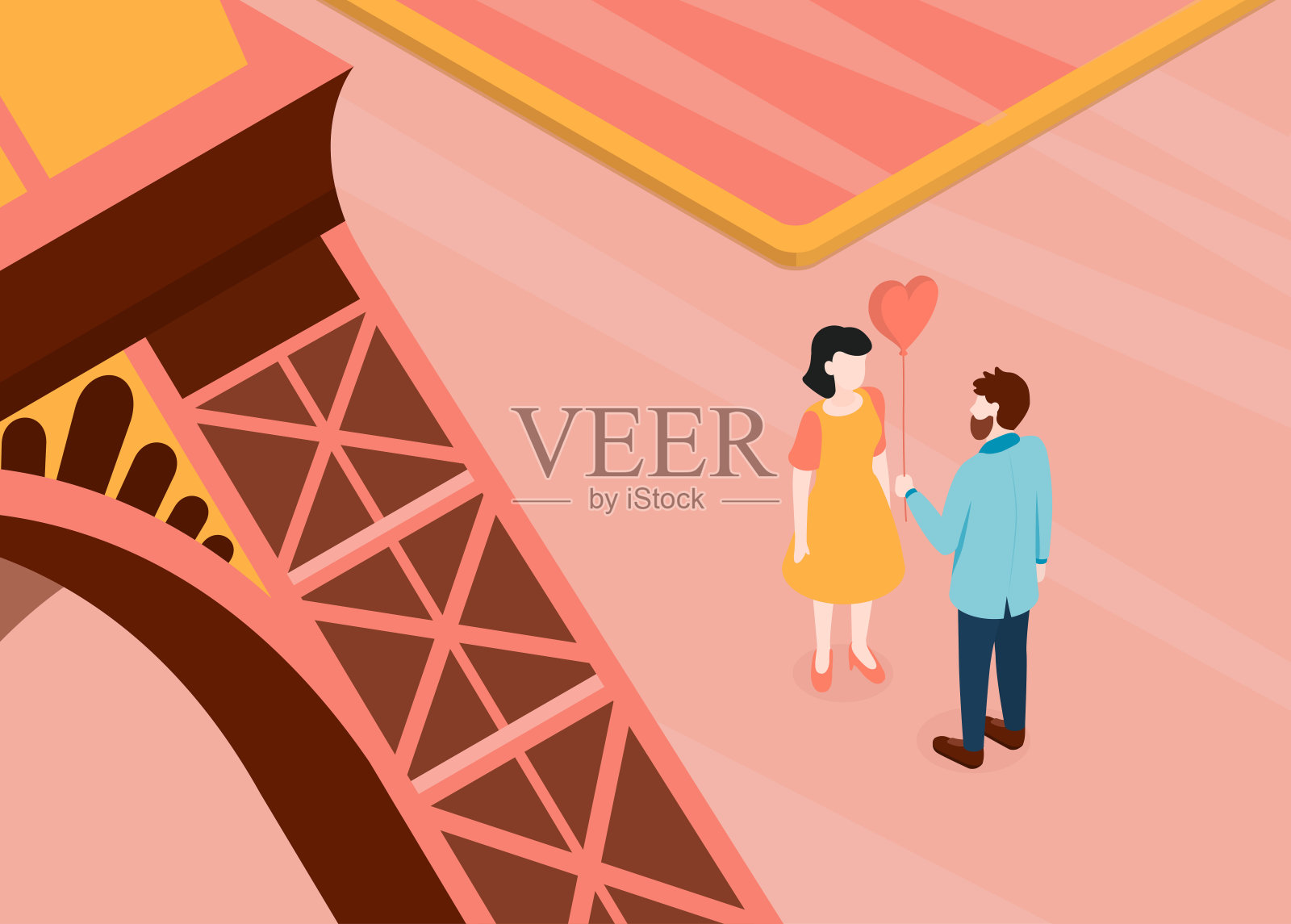 相爱的情侣。约会。插画图片素材