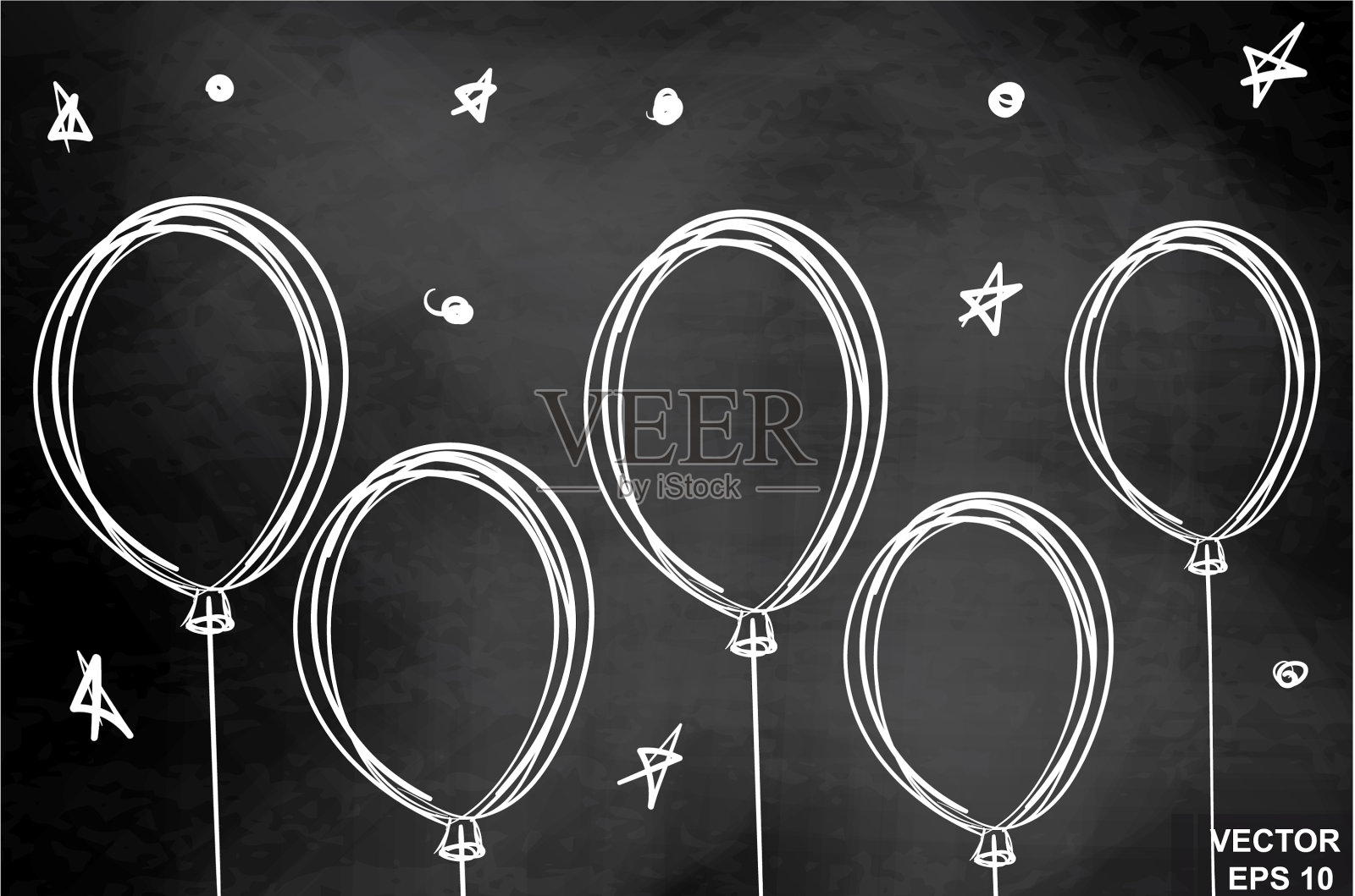 气球在黑板上画插画图片素材
