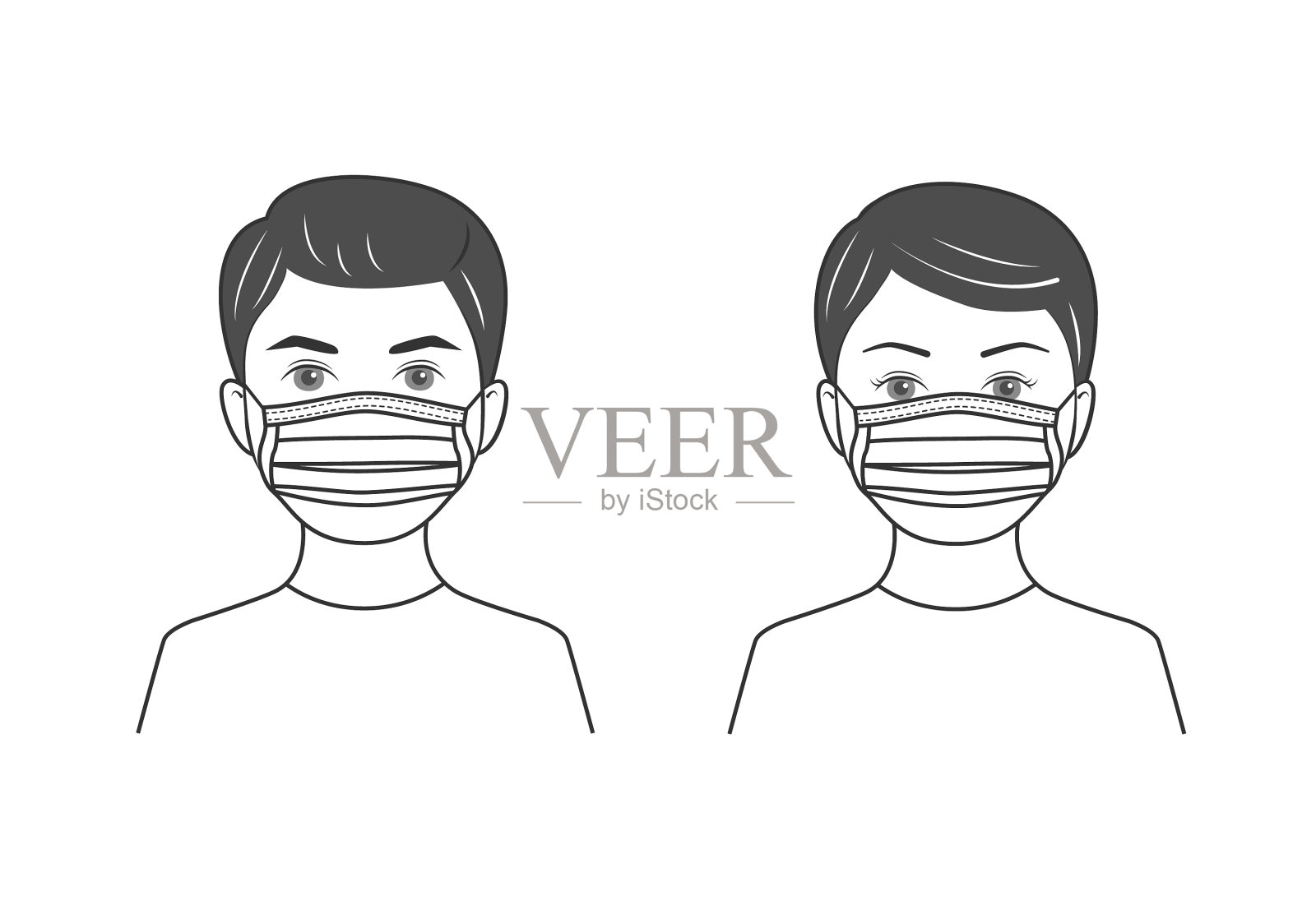 医用口罩线条艺术设计使用说明设计元素图片