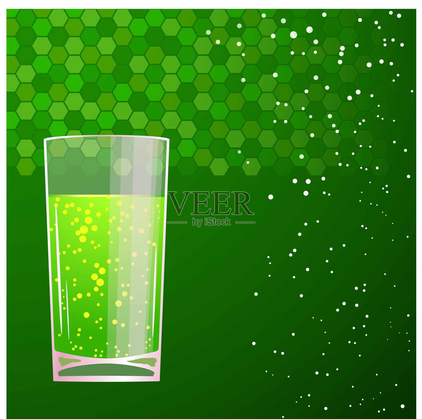 杯中的绿色鸡尾酒插画图片素材