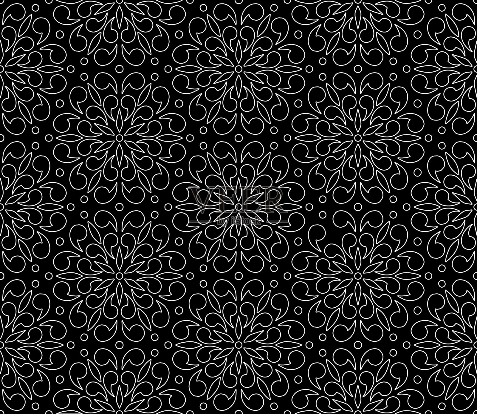 抽象图案无缝黑白涂鸦素描插画图片素材